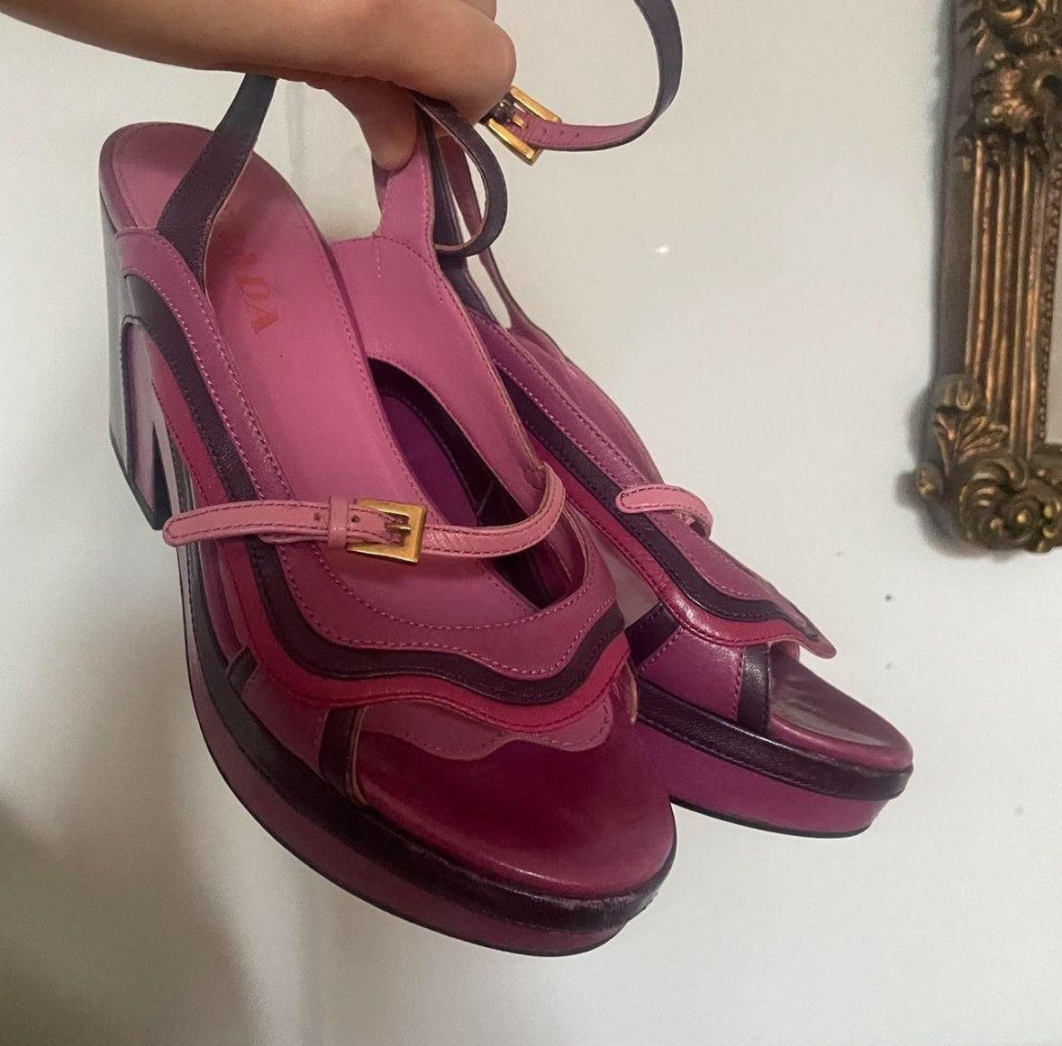 Prada Vintage wavy Prada wedges Size US 5.5 / IT 35.5 - 1 Thumbnail