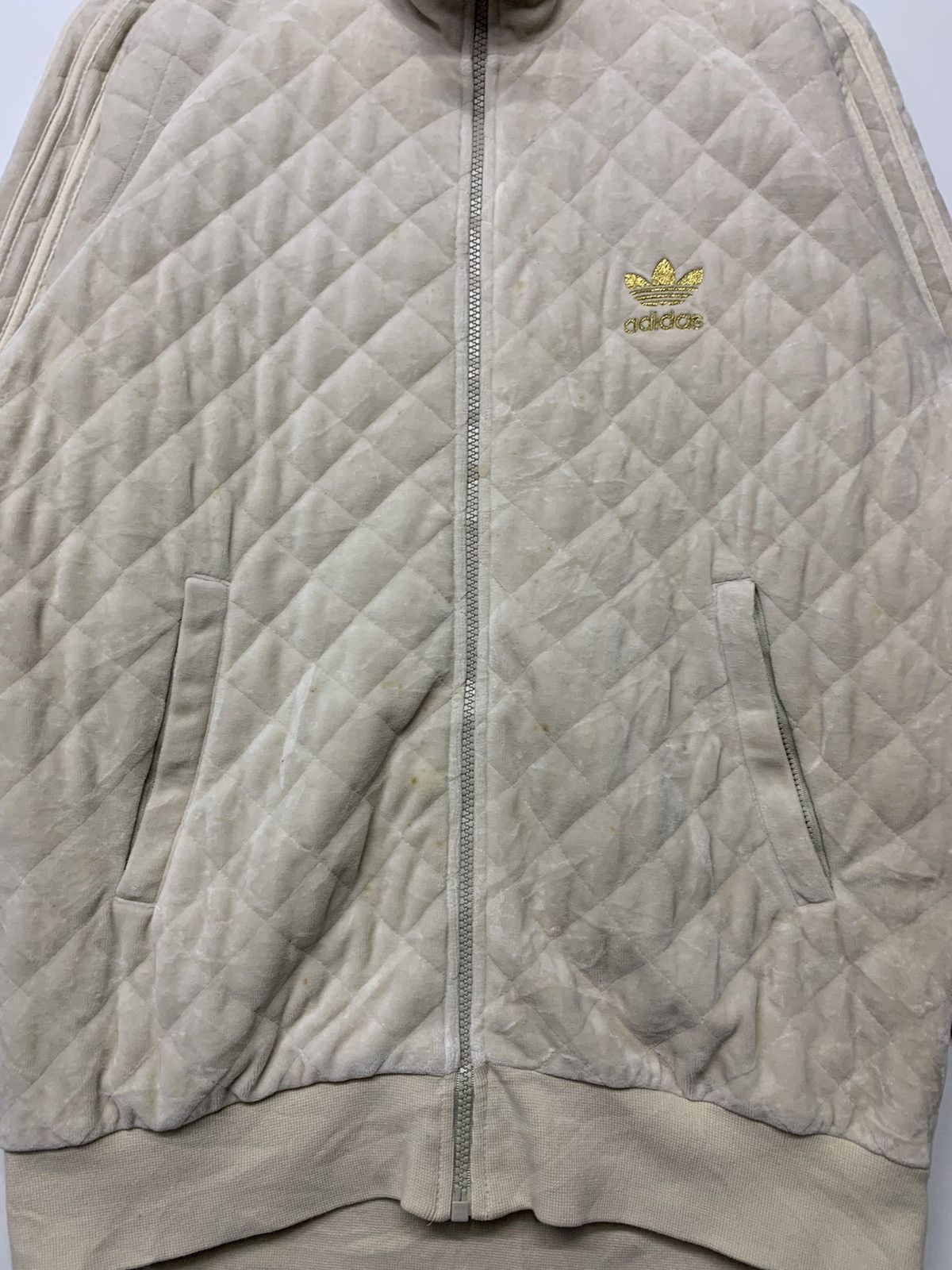 Adidas Vintage 90's Adidas Small Logo Zipper Down Velvet Sweater Size US L / EU 52-54 / 3 - 7 Thumbnail