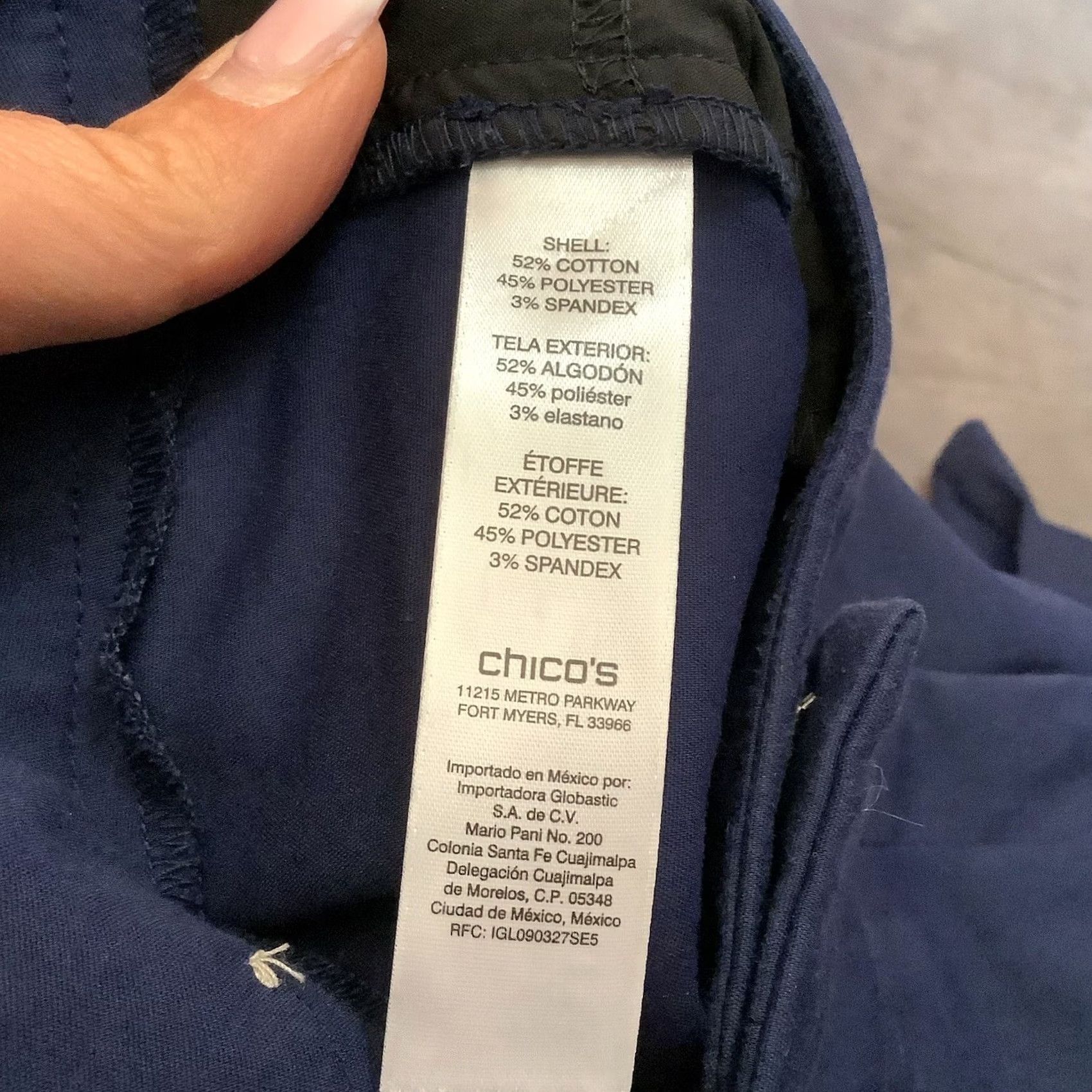 Vintage Chico's Dress Pants Womens 00 Slim Straight Flat Front Zip 19" Inseam Cotton Blend Blue Size 24" / US 00 / IT 34 - 7 Thumbnail
