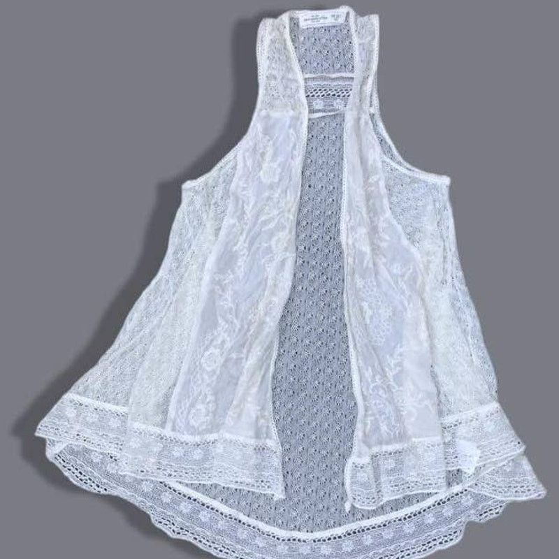 Abercrombie & Fitch Y2K Abercrombie & Fitch White Lace Sleeveless Shall One Size Size ONE SIZE - 1 Thumbnail