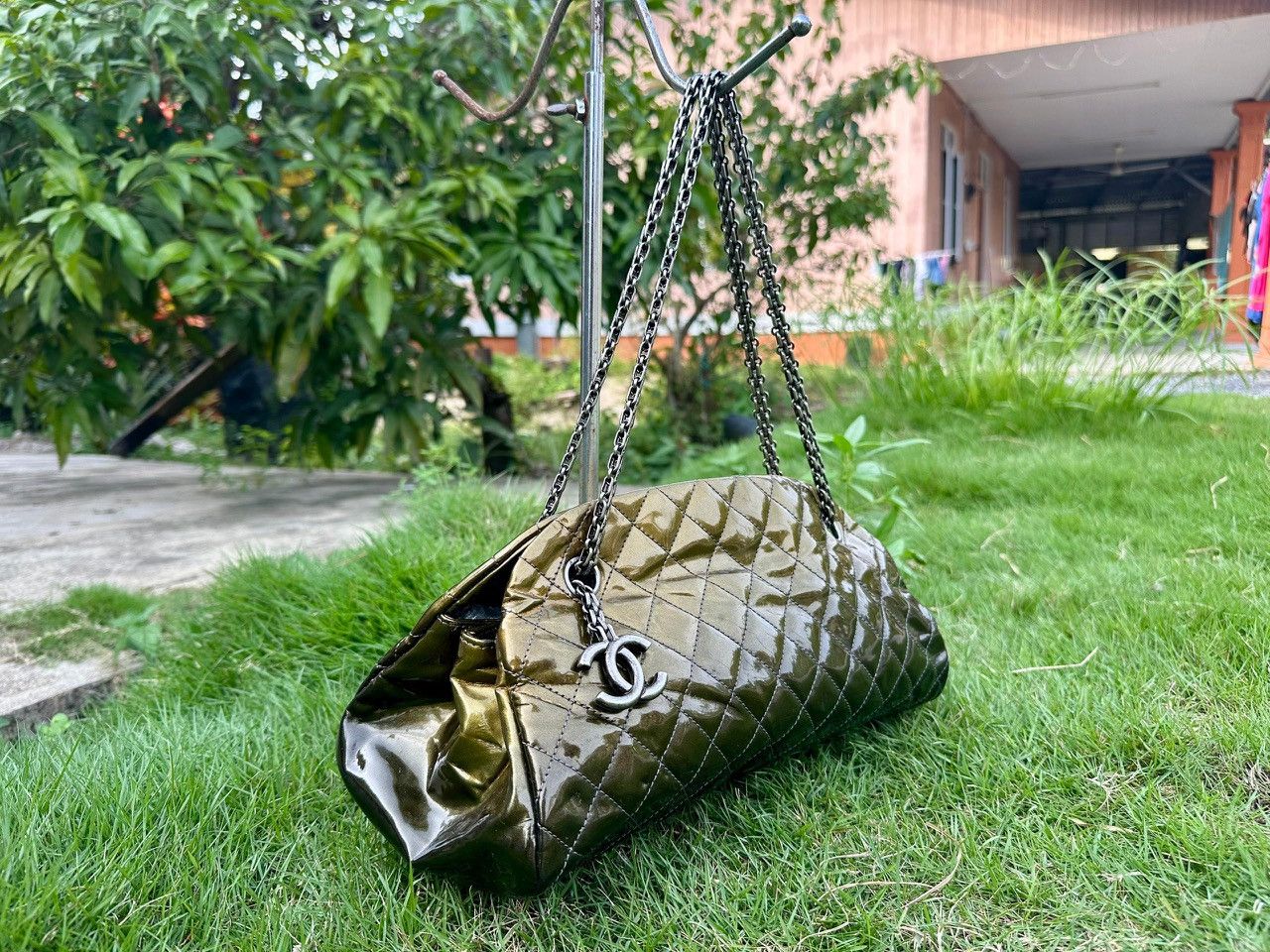 Chanel Mademoiselle Ombre Quilted Patent Leather Bowling