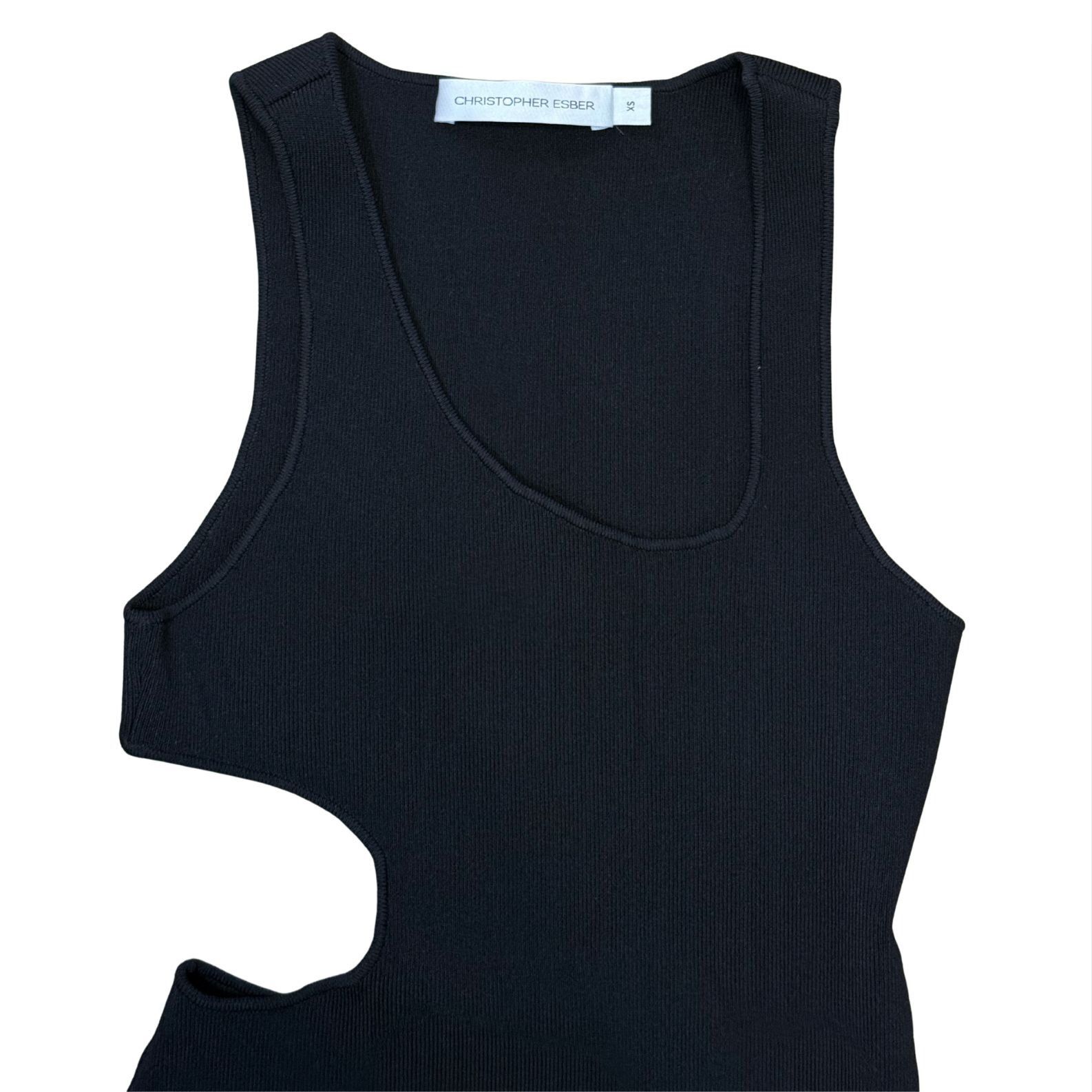 Christopher Esber CHRISTOPHER ESBER Black Cut Out Stretch Mini Dress EUC $995 Size XS / US 0-2 / IT 36-38 - 2 Thumbnail