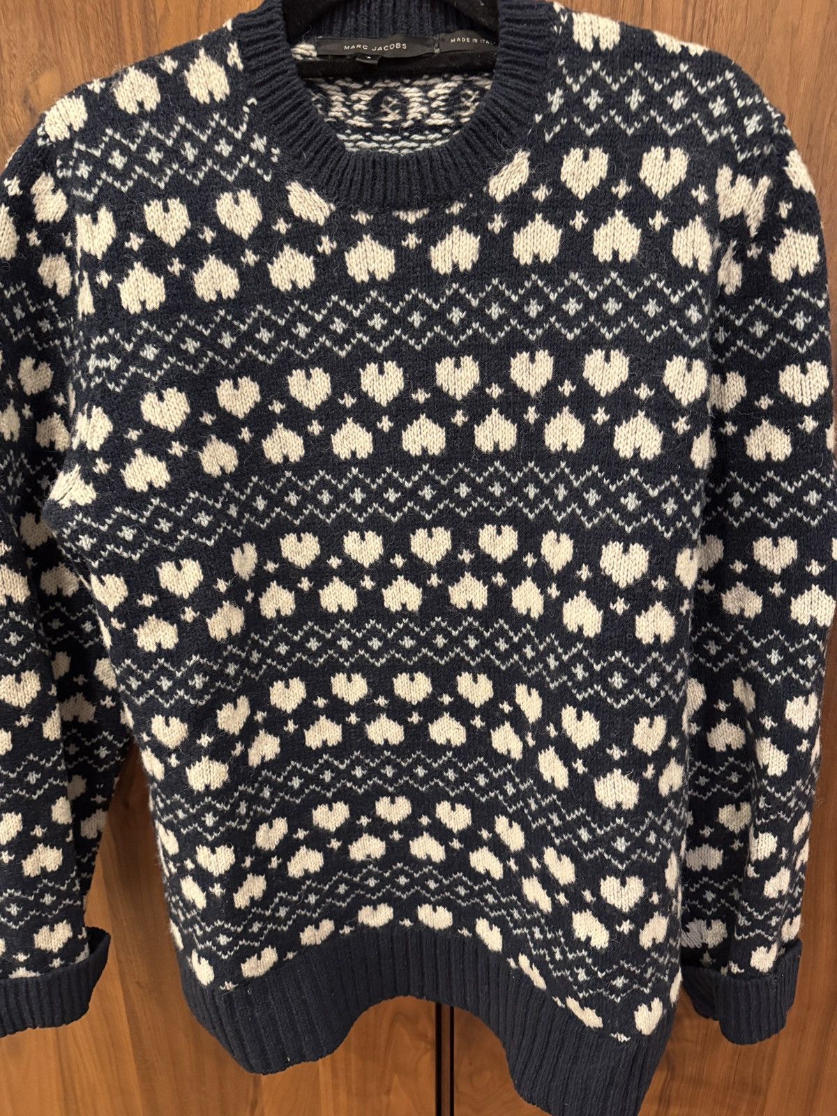 Marc Jacobs Marc Jacobs Wool Heart Sweater FairIsle Knit Size US L / EU 52-54 / 3 - 1 Thumbnail