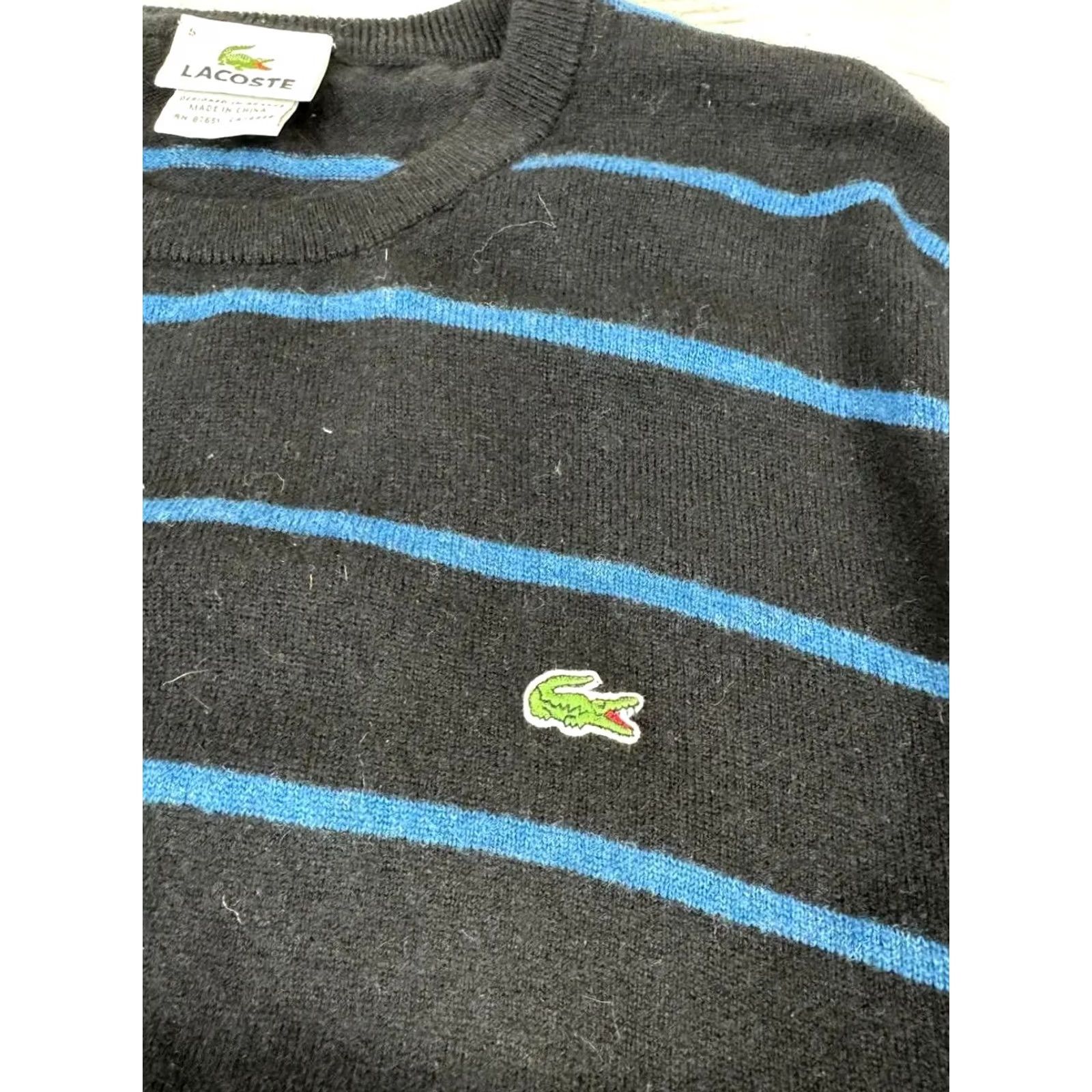 Lacoste VINTAGE Lacoste Sweater Knit Striped Black Size L Men Size US L / EU 52-54 / 3 - 5 Thumbnail