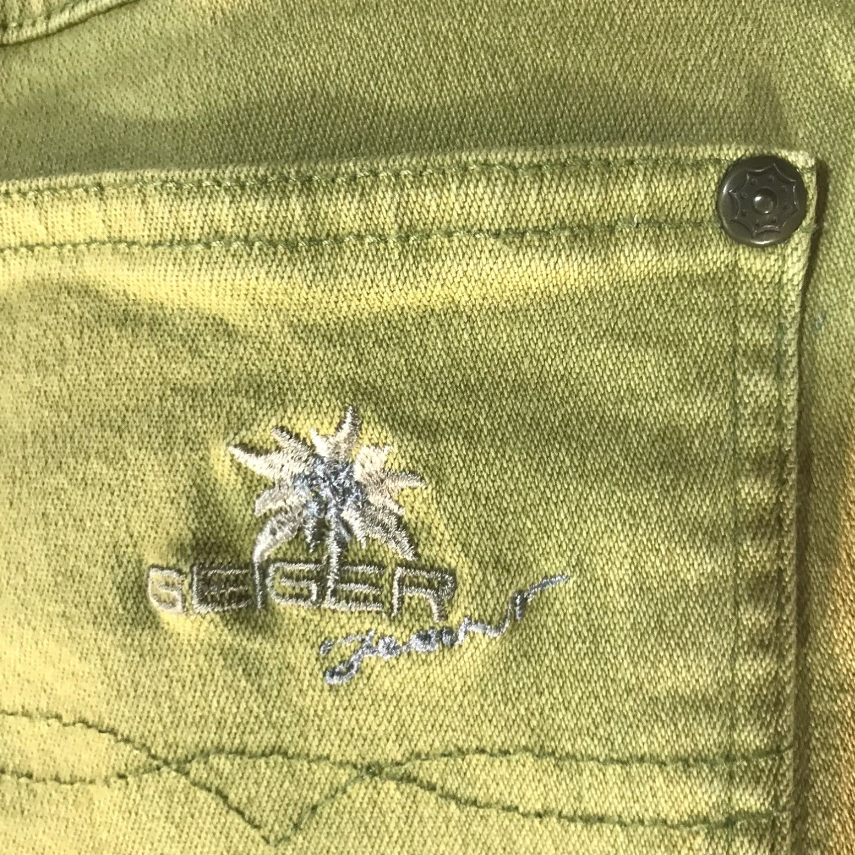 Vintage VINTAGE Geiger Women's Jeans Straight Fit High Rise Cotton Spandex 4 Green Denim Austria Size 27" / US 4 / IT 40 - 2 Thumbnail