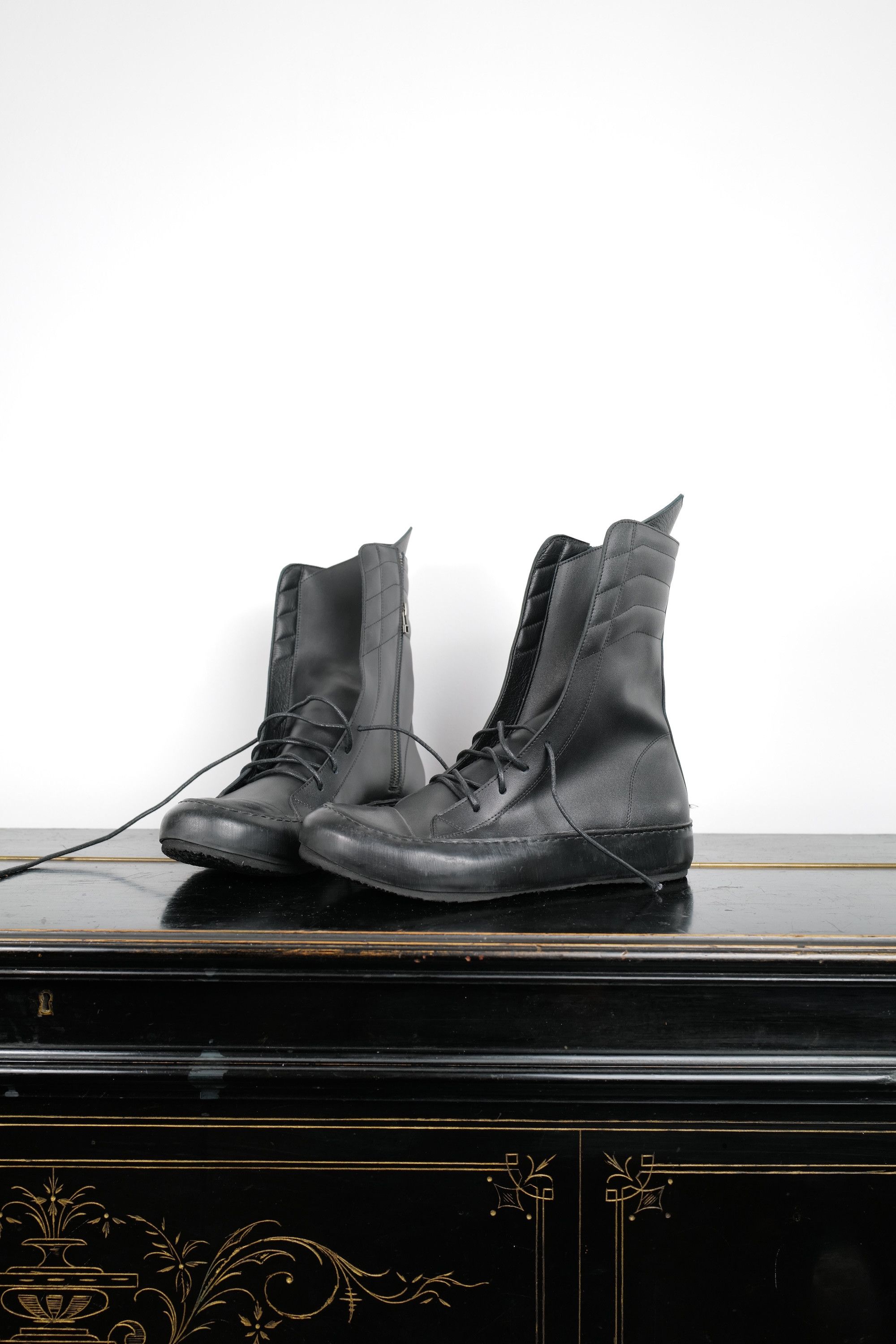Other HI TOP RICK OWENS TYPE LEATHER SHOES Size US 8 / EU 41 - 10 Thumbnail
