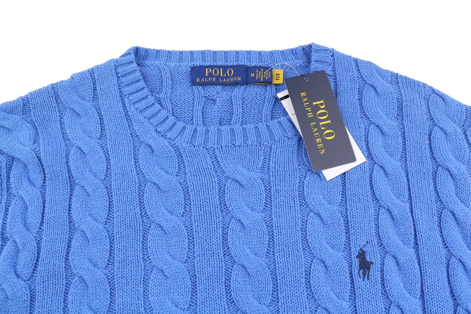 Ralph Lauren BLUE M Cable Knit Crew Pullover 86951 Size US M / EU 48-50 / 2 - 5 Thumbnail