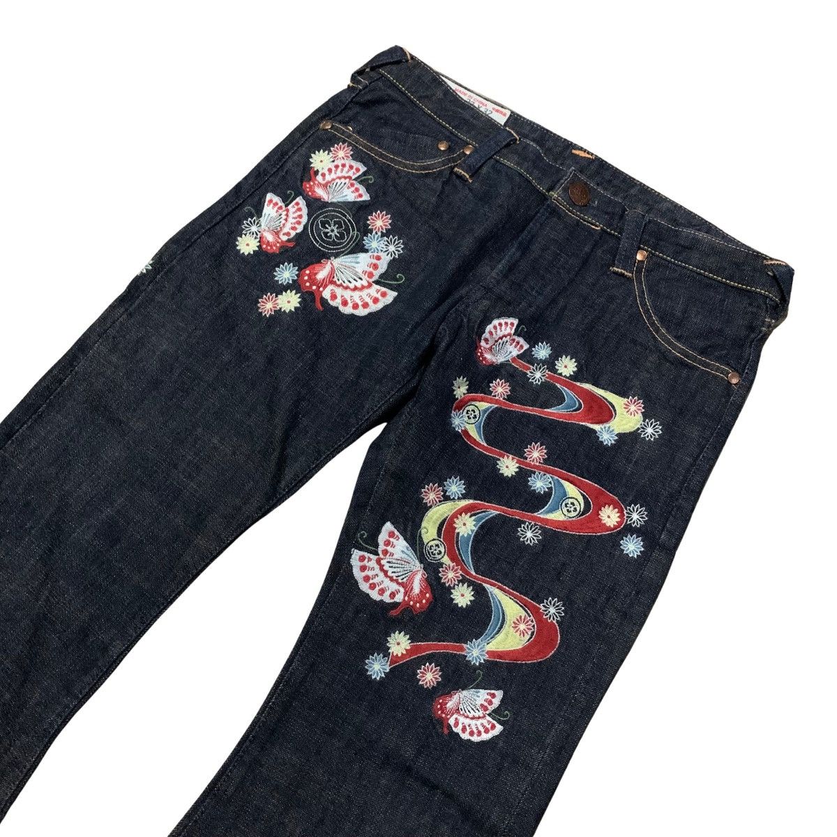 Evisu Yamane Butterfly Selvedge Denim Pants Size 28" / US 6 / IT 42 - 2 Thumbnail