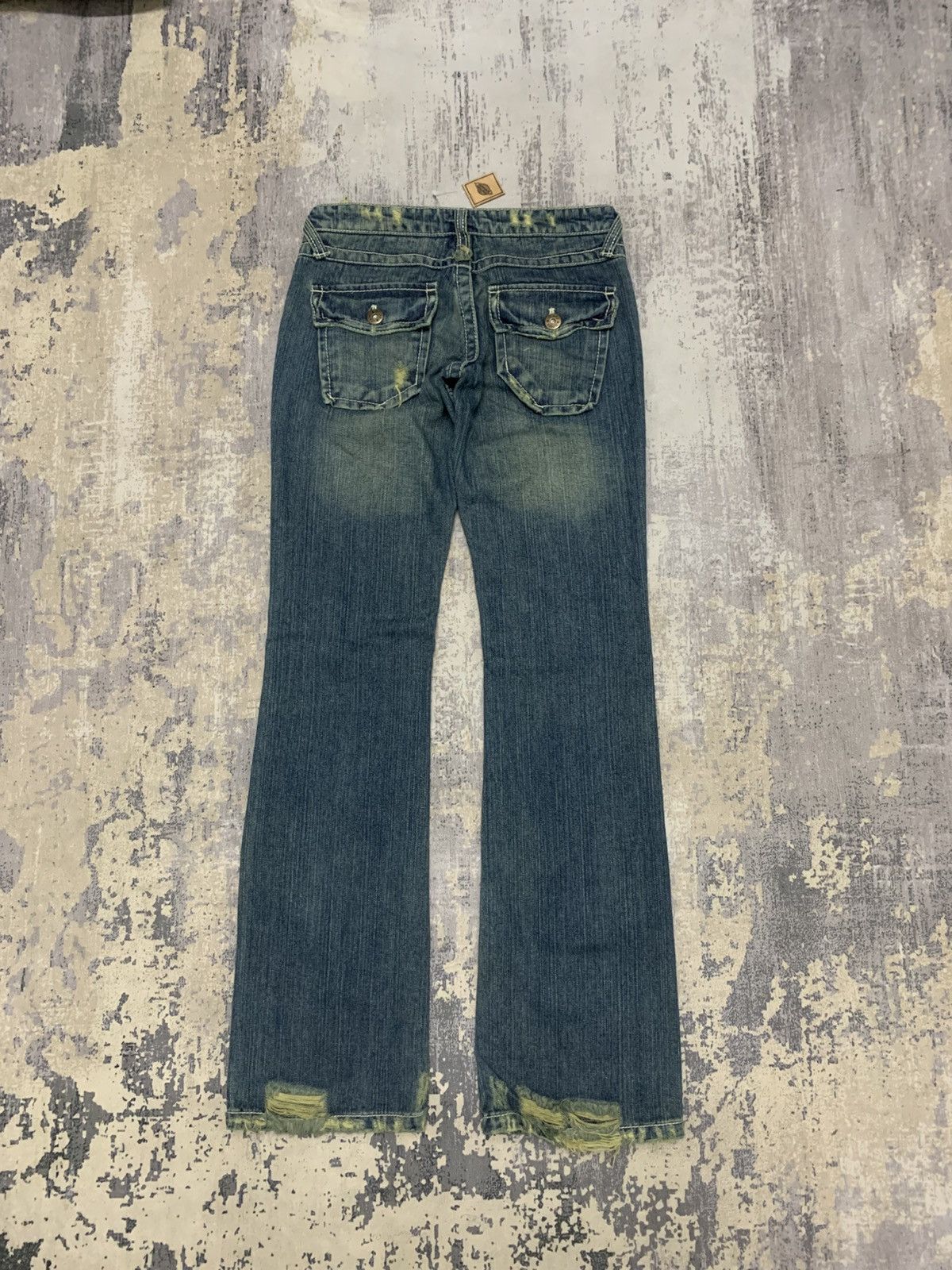 Japanese Brand Spiga Y2K Distressed Bootcut Jeans Vintage Low Rise Denim Size US 29 - 6 Thumbnail