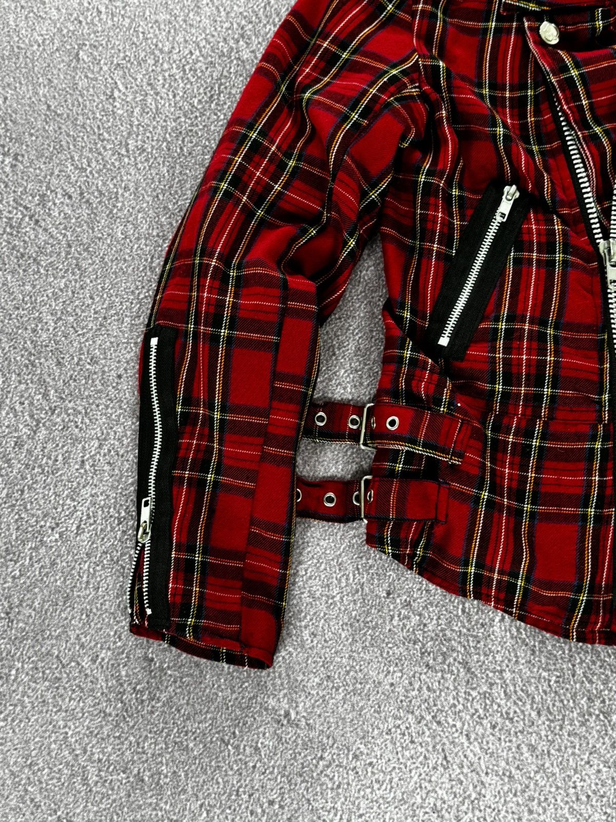 Mercy Y2K Gothic Plaid Biker Checked Jacket
