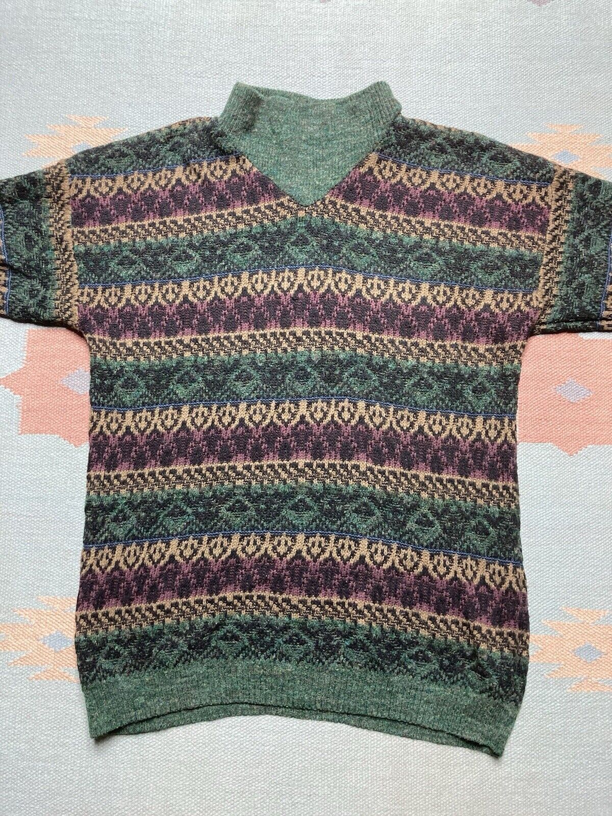 Vintage VTG acrylic knit sweater aztec abstract zeppelin L tall Size US L / EU 52-54 / 3 - 2 Thumbnail