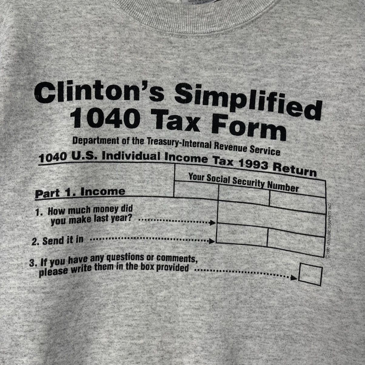 Vintage Vintage Clinton’s Simplified 1040 Tax Form Sweatshirt Oneita Size US L / EU 52-54 / 3 - 3 Thumbnail