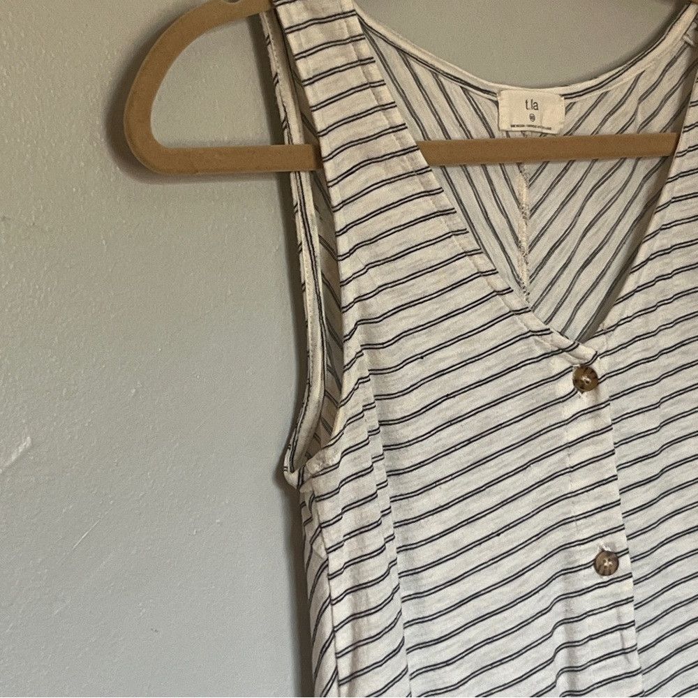 Anthropologie Anthropologie T.La Black White Stripe Tie Tank Top XSS Size XXS / US 00 / IT 34 - 3 Thumbnail