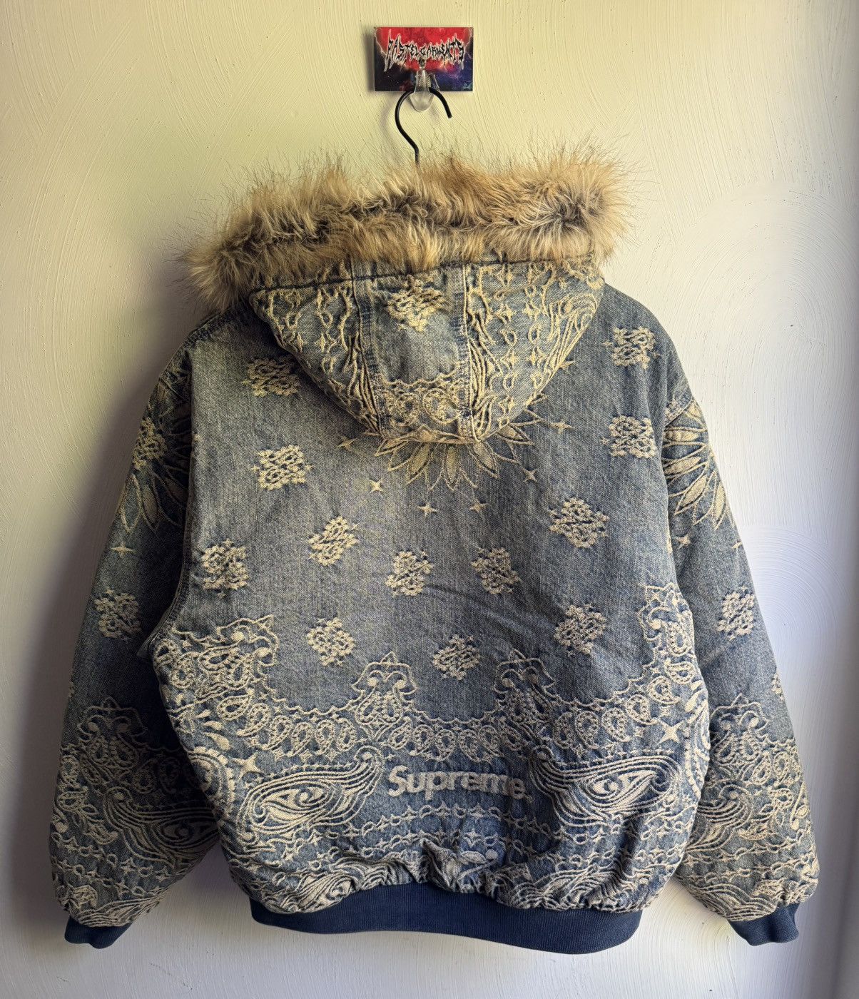 Supreme Bandana Jacquard Denim Hooded Work Jacket Blue