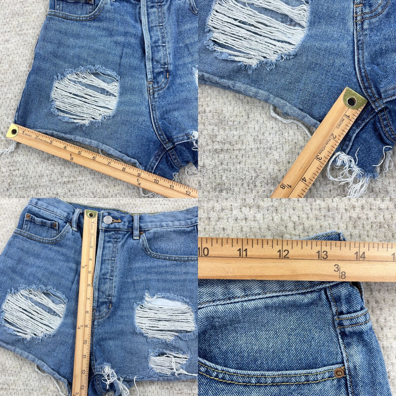 Pacsun Pacsun Shorts Women 28 Ultra High Rise Distressed Jorts Button Fly Denim Blue Size 28" / US 6 / IT 42 - 8 Thumbnail