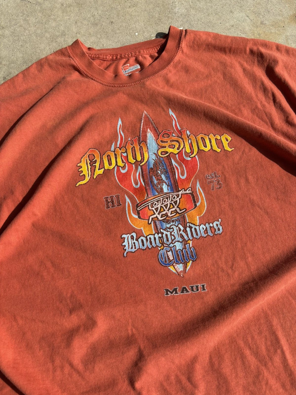Other Vintage Early 2000s Faded North Shore Surf Flames Orange Tee Size US XXL / EU 58 / 5 - 3 Thumbnail