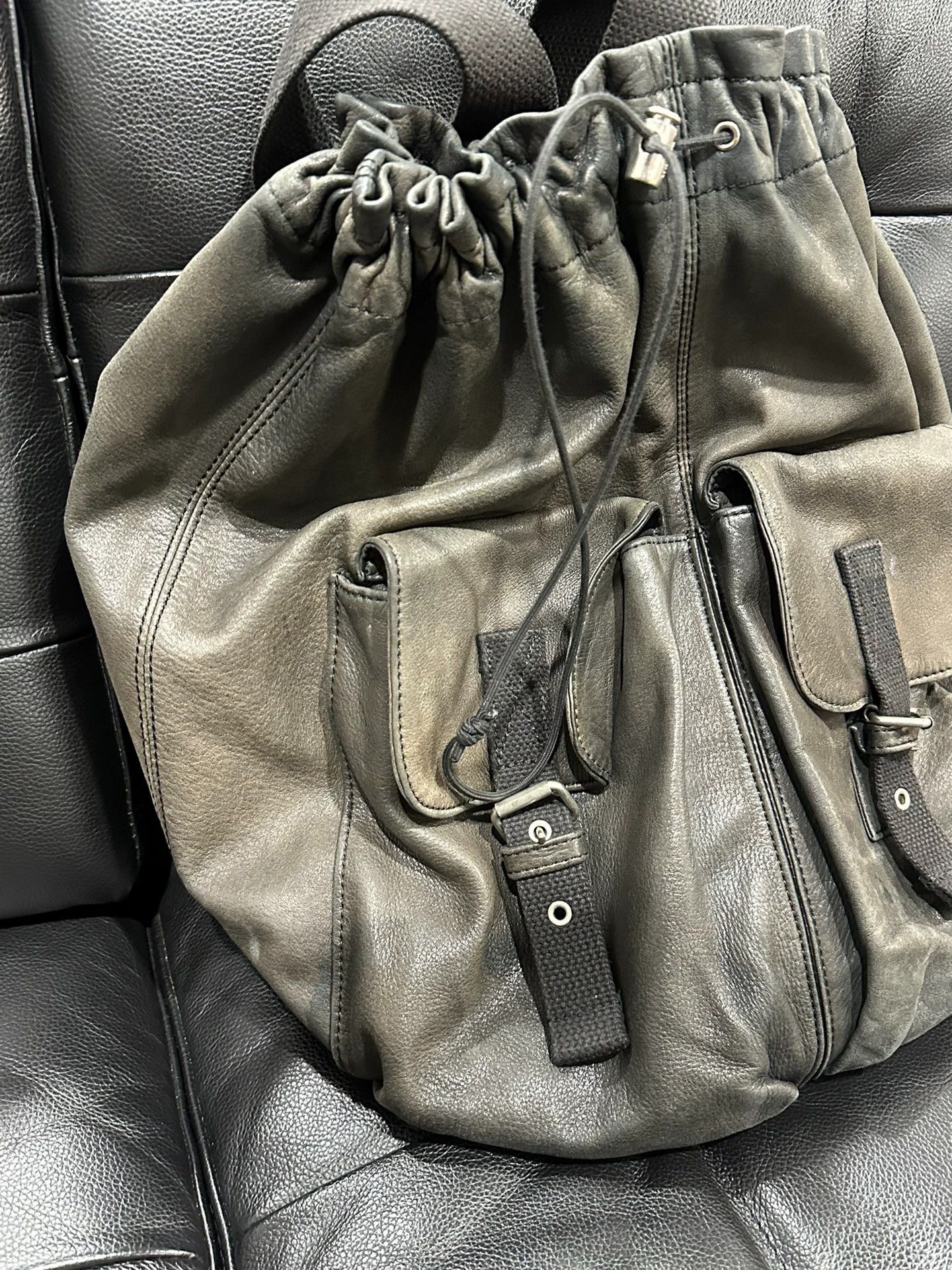 Yohji Yamamoto Yohji Yamamoto Y's Men Leather Backpack 46x45 Faded Size ONE SIZE - 2 Thumbnail