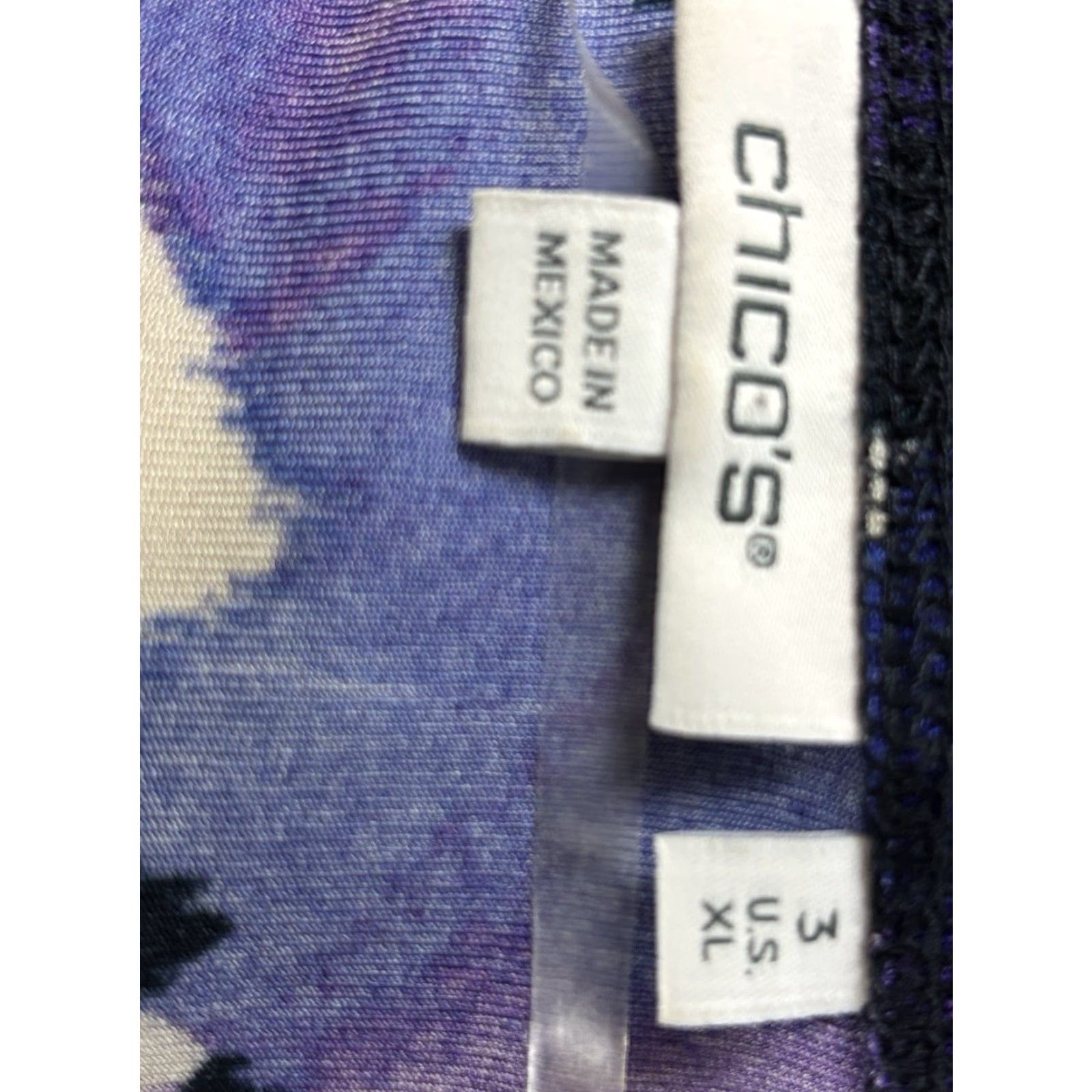 Vintage Chicos Slinky Maxi Dress Sz 3 US X-Large Women’s Purple Abstract Stretch Travel Size XL / US 12-14 / IT 48-50 - 7 Thumbnail