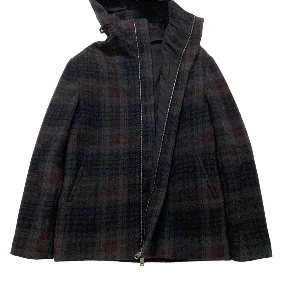 Lumen Et Umbra ✨Men's wool checked hoodie zipper jacket size 44 Size US M / EU 48-50 / 2 - 8 Thumbnail