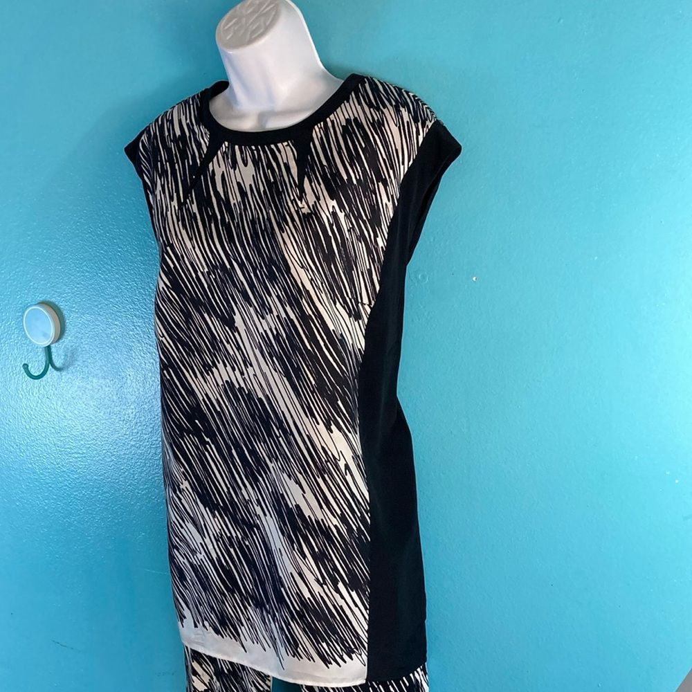 Sportmax Max Mara Sportmax Women’s Size 10 Black White Scribble Print Size L / US 10 / IT 46 - 4 Thumbnail
