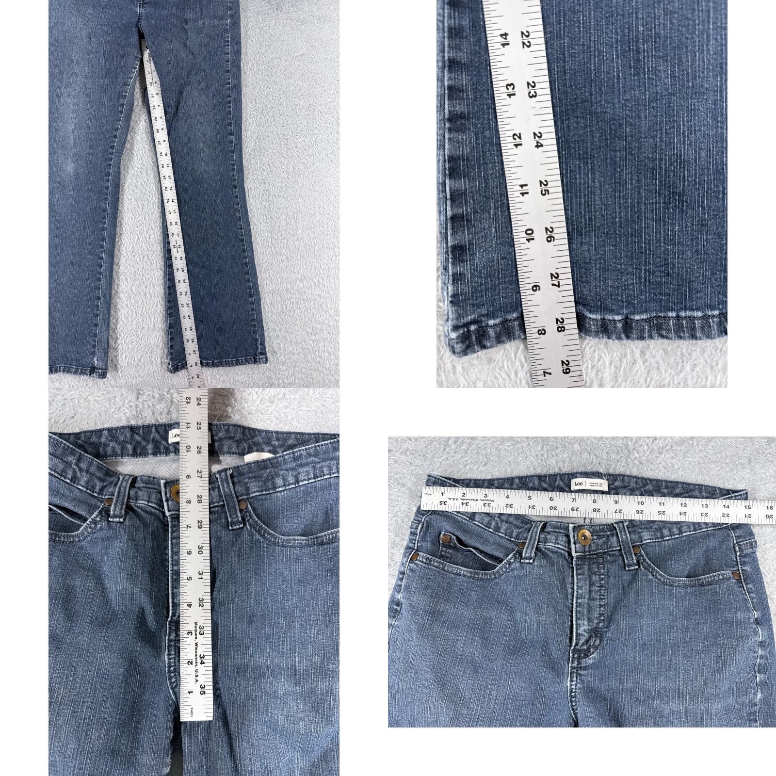 Lee Lee Jeans Women 16 Blue Denim Dark Wash Bootcut Mid Rise Cotton Riders 34x30 Size 38" / US 16 / IT 52 - 8 Thumbnail