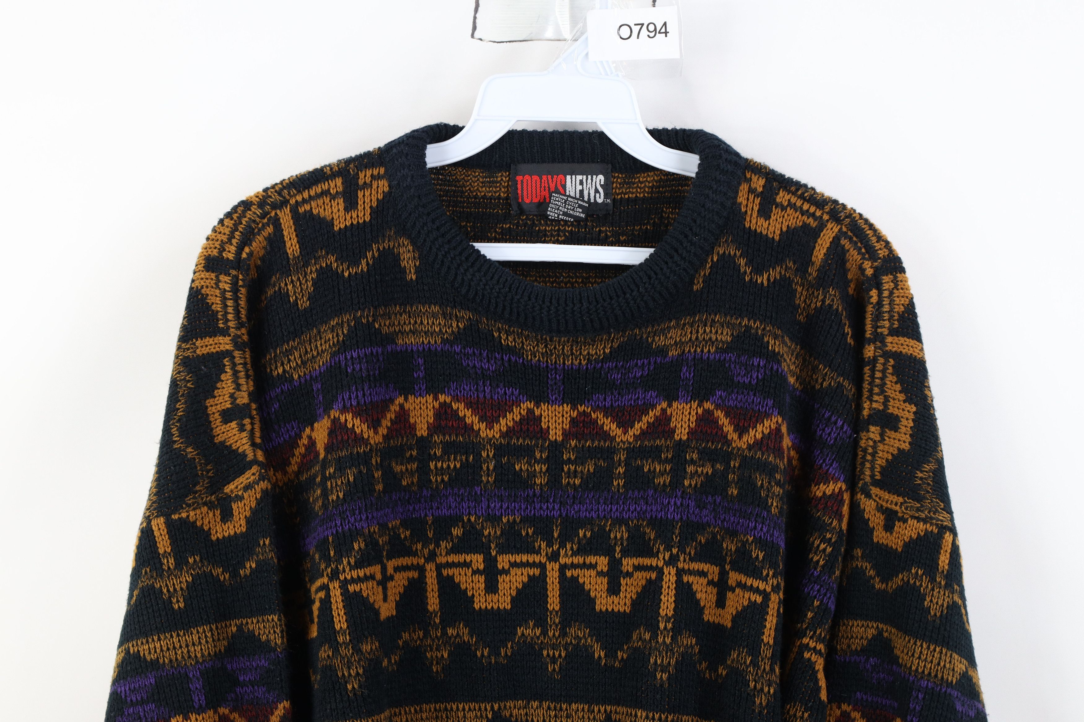 Vintage Vintage 90s Streetwear Geometric Knit Crewneck Sweater Size M / US 6-8 / IT 42-44 - 2 Thumbnail