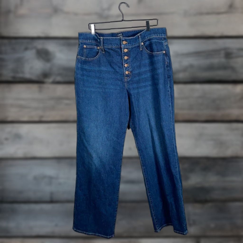J.Crew VINTAGE J.Crew Wide Leg Jeans Women’s 38 Waist 32 Inseam Blue Denim High Rise Stretch Retro Size 26" / US 2 / IT 38 - 1 Thumbnail