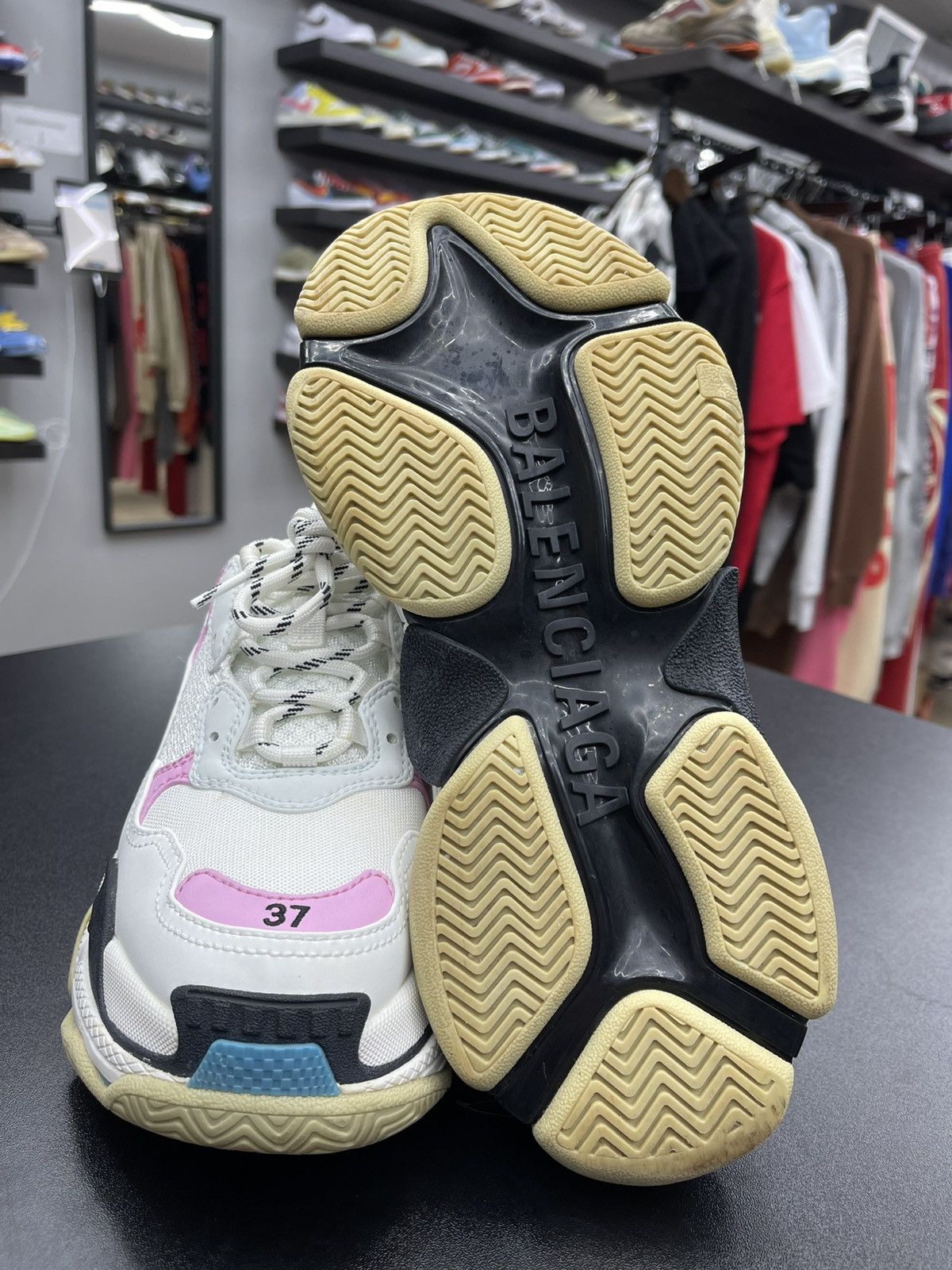 Balenciaga Size 7US/37EU - Balenciaga Triple S White Blue (Women's) Size US 7 / IT 37 - 9 Thumbnail