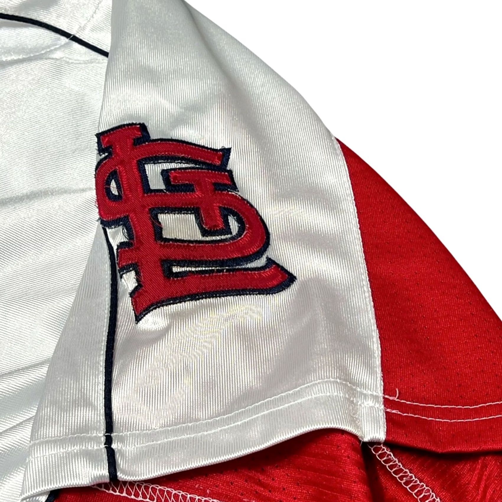 Drew J.D. Drew St Louis Cardinals Majestic T-Shirt White Red Button Front Jersey Rare Large Mens L Size US L / EU 52-54 / 3 - 7 Thumbnail