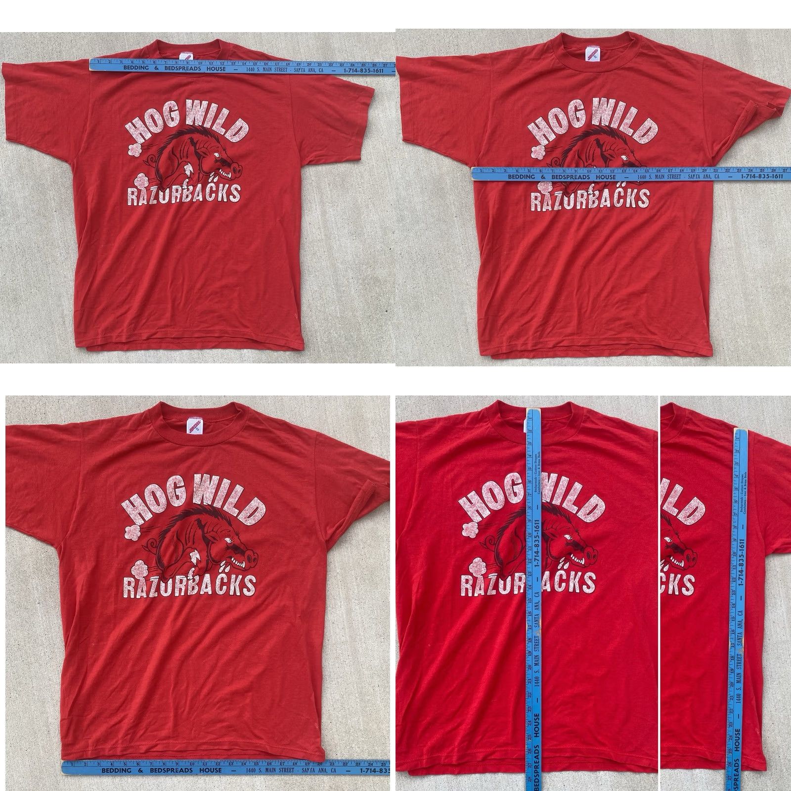 Jerzees VINTAGE Hog Wild Razorbacks Graphic Tee T-Shirt Single Stitch Sleeves Sz XL Red Size US XL / EU 56 / 4 - 11 Thumbnail