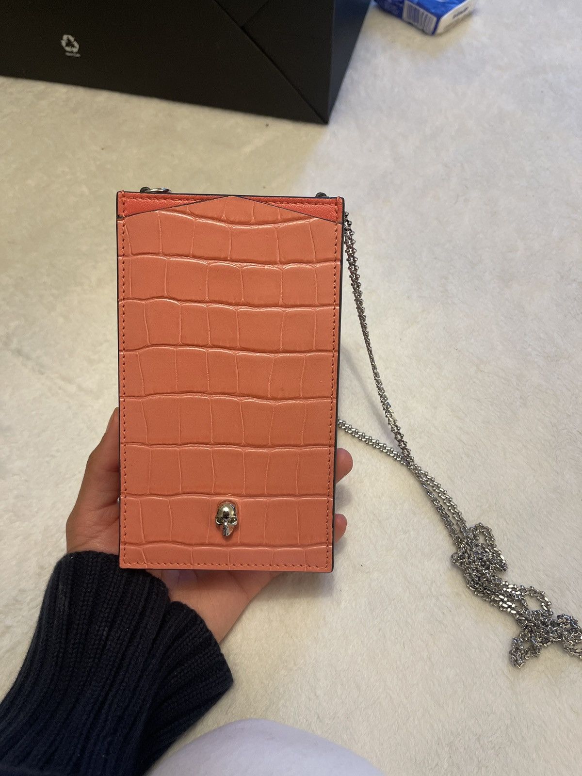 Alexander McQueen Pink Skull Card Holder/ Phone Case