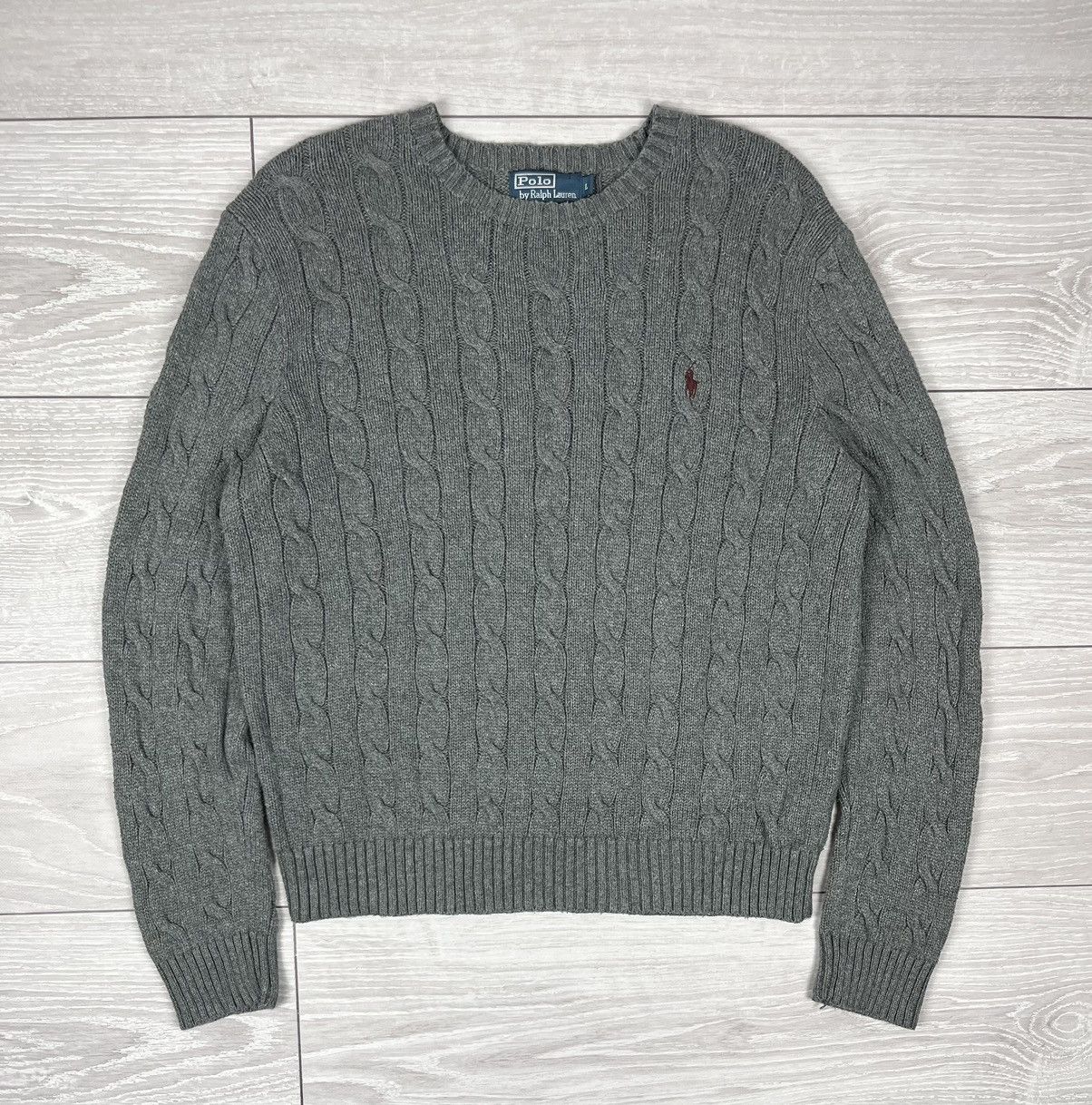 Polo Ralph Lauren Polo Ralph Lauren Vintage Cable Knit Grey Sweater Size US L / EU 52-54 / 3 - 1 Thumbnail