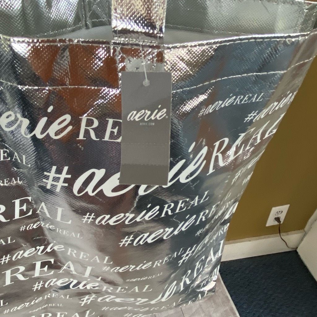 Other Aerie XL tote bag with double handles silver & white 19.5”x1 Size ONE SIZE - 2 Thumbnail