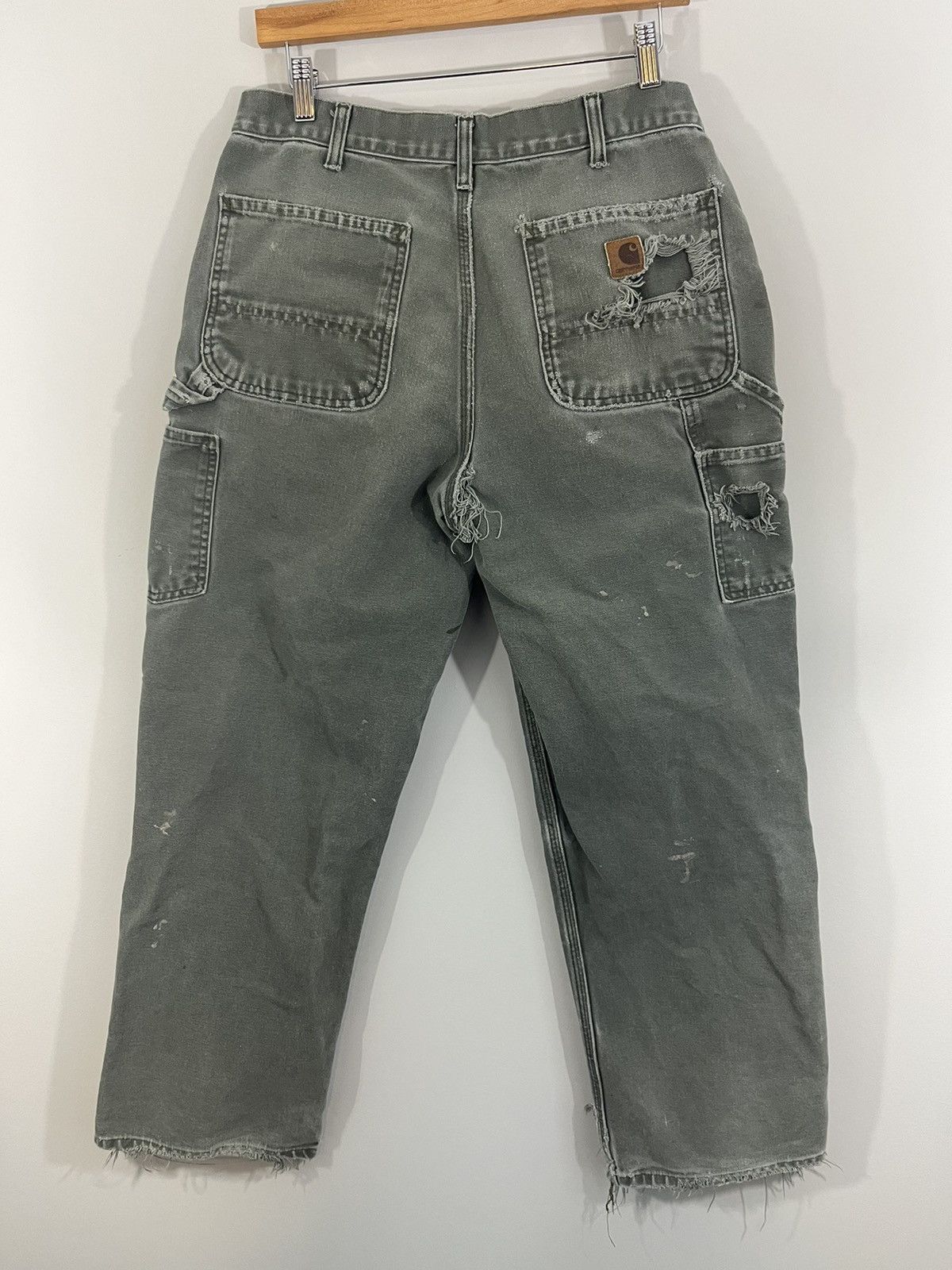 Carhartt Thrashed Sun Faded Olive Carpenter Pants Size US 33 - 10 Thumbnail