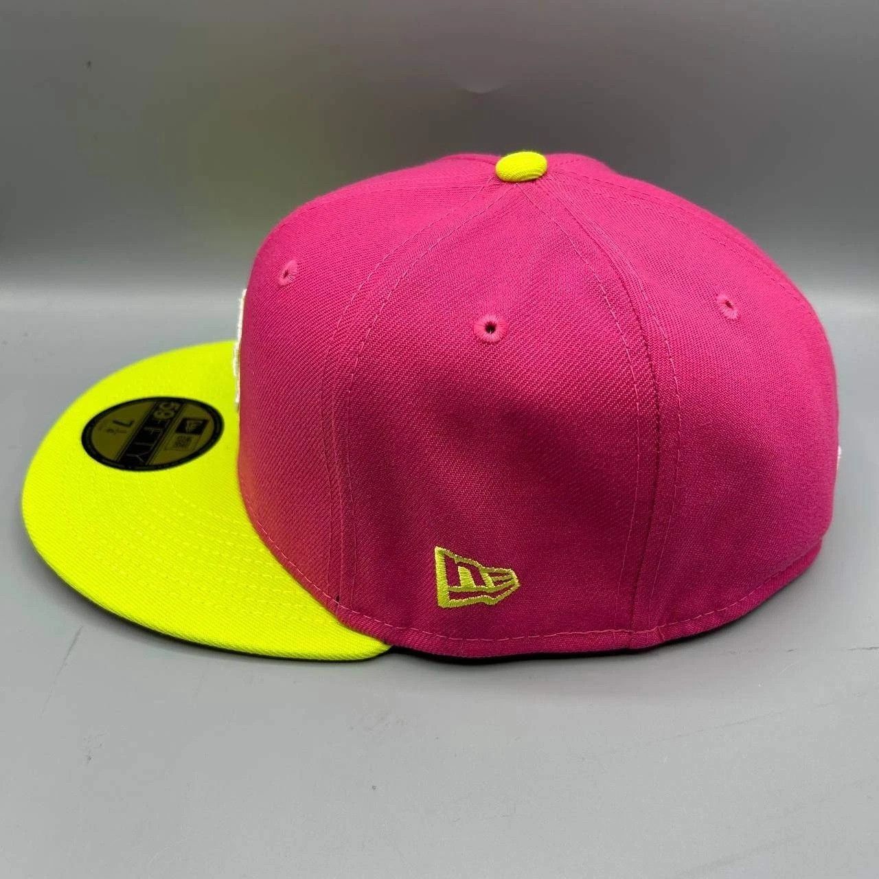 New Era Los Angeles LA Dodgers Hat Men 7 1/4 Pink Yellow Fitted Cap Size ONE SIZE - 6 Thumbnail
