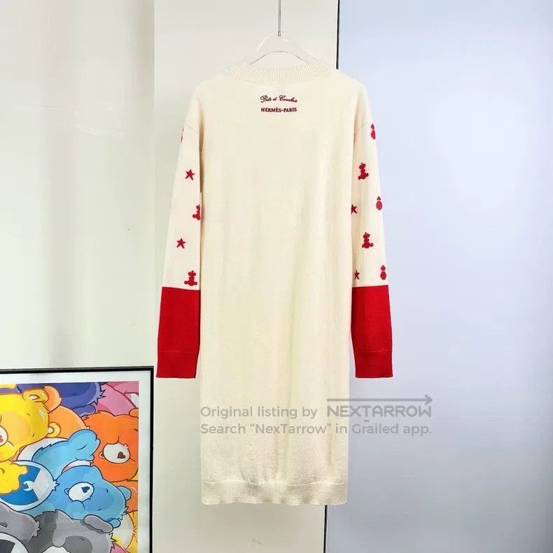 Hermes Hermes Ivory and magenta cashmere dress Size XS / US 0-2 / IT 36-38 - 2 Thumbnail