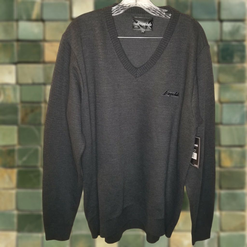 Vintage AEROPOSTALE V-Neck Sweater Men 2XL Gray Long Sleeve Pullover Mens Size US XXL / EU 58 / 5 - 1 Thumbnail