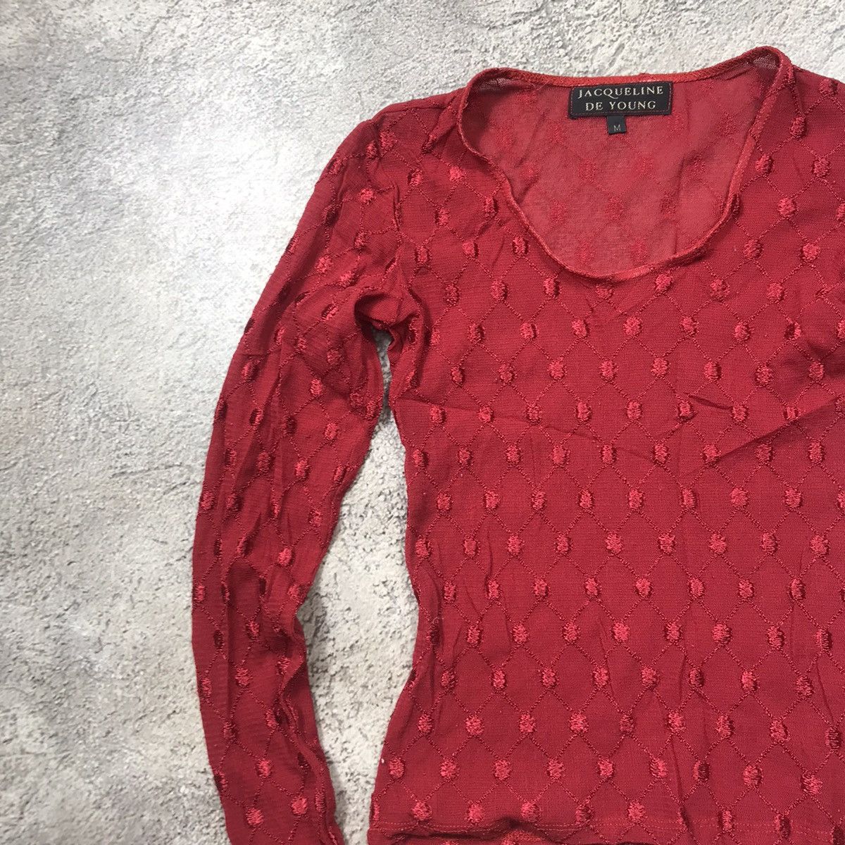 Vintage Vintage Y2K Mesh Textured Long Sleeve Top Avant Garde Logo S Size S / US 4 / IT 40 - 2 Thumbnail