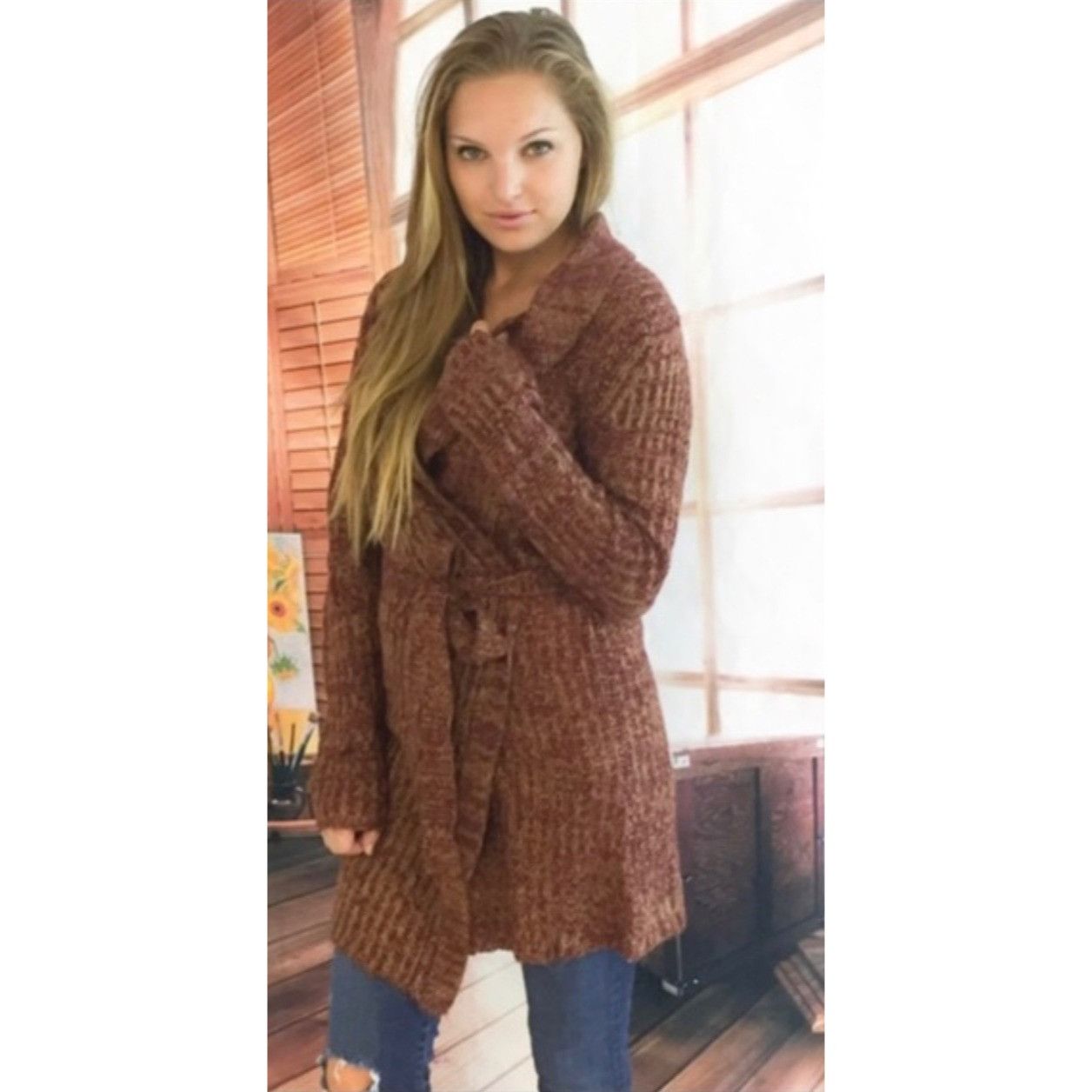 Other NWT Rust Removable Faux Fur Trim Tie Waist Longline Cardigan Size S / US 4 / IT 40 - 6 Thumbnail