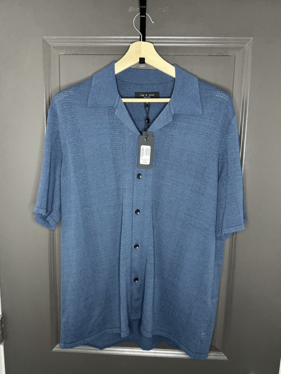 Rag & Bone Rag & Bone Men’s Zuma Pointelle Avery Knit Shirt | Moonlight Size US L / EU 52-54 / 3 - 3 Thumbnail
