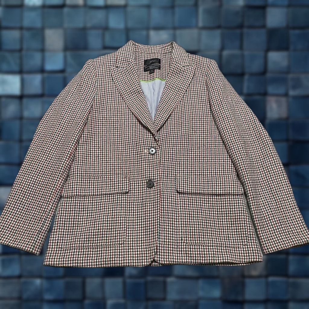 J.Crew J. Crew Blazer Womens 6 Multicolor Plaid Long Sleeve Nello Gori Italian Fabric Wool Knit Button Baggy? Size M / US 6-8 / IT 42-44 - 1 Thumbnail