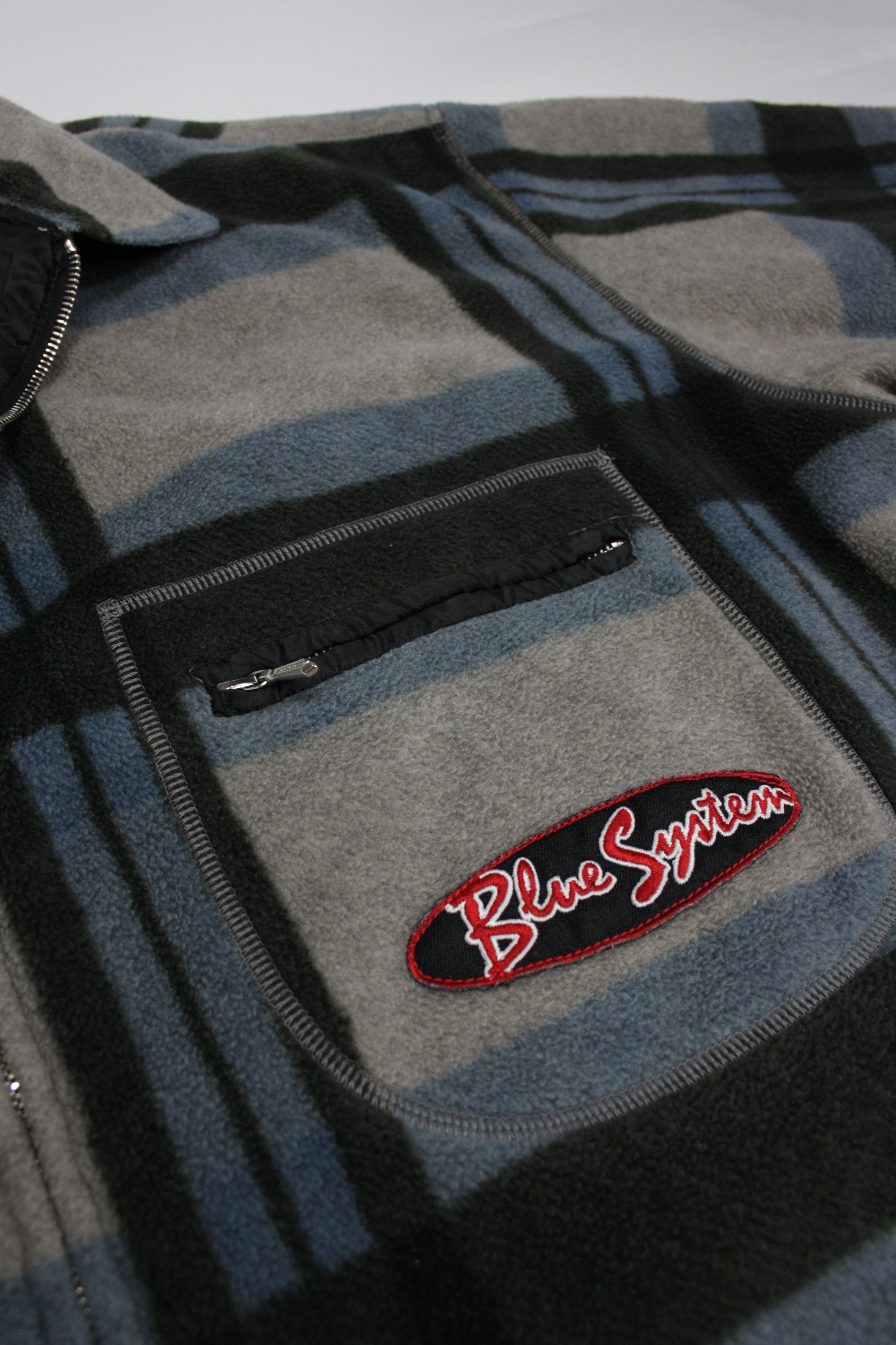 JET SET × Vintage JET SET Blue System 90s Vintage Fleece & Nylon Plaid Jacket Size US XL / EU 56 / 4 - 3 Thumbnail