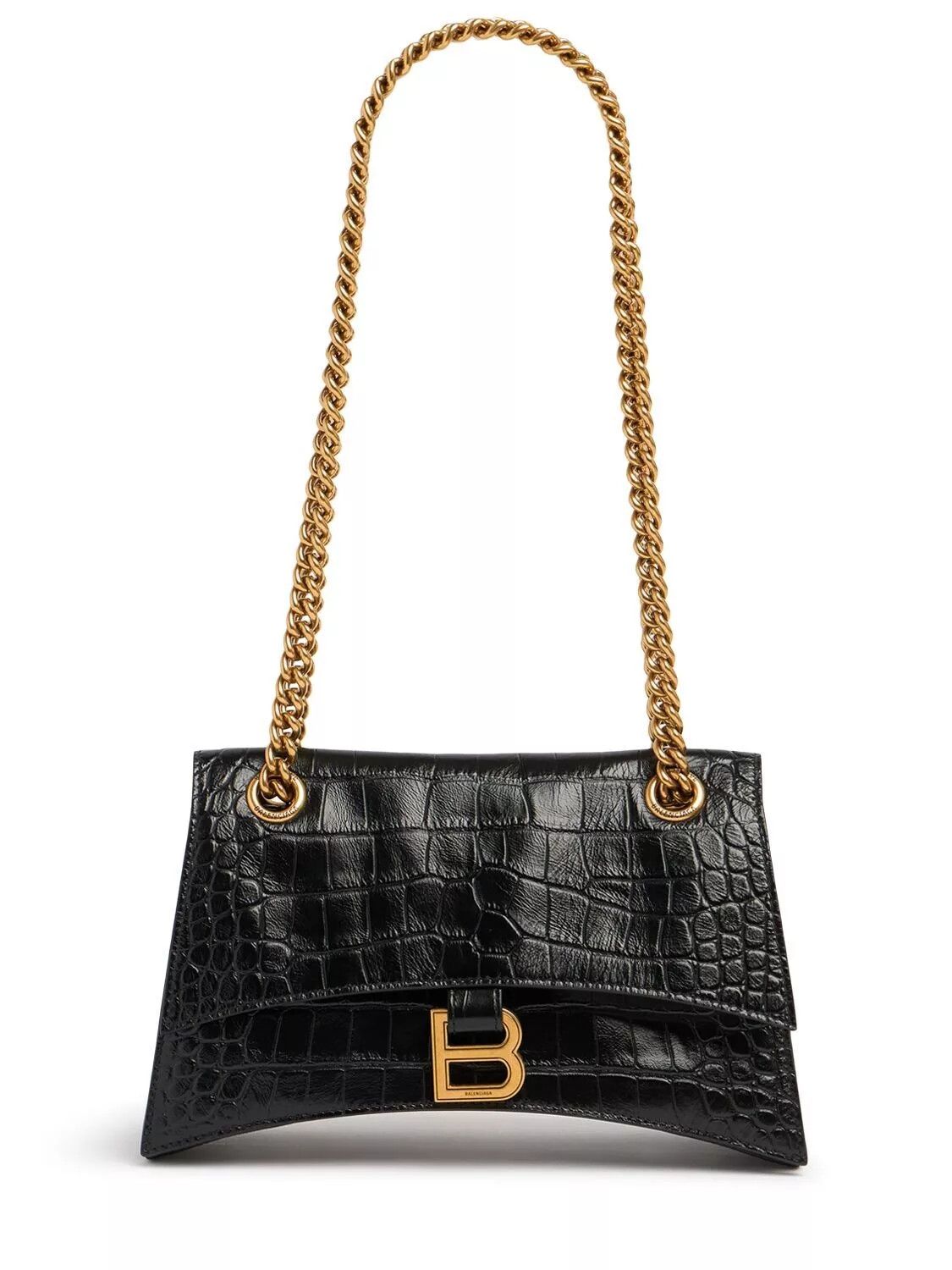 BALENCIAGA Crush Small Black Leather Shoulder Bag