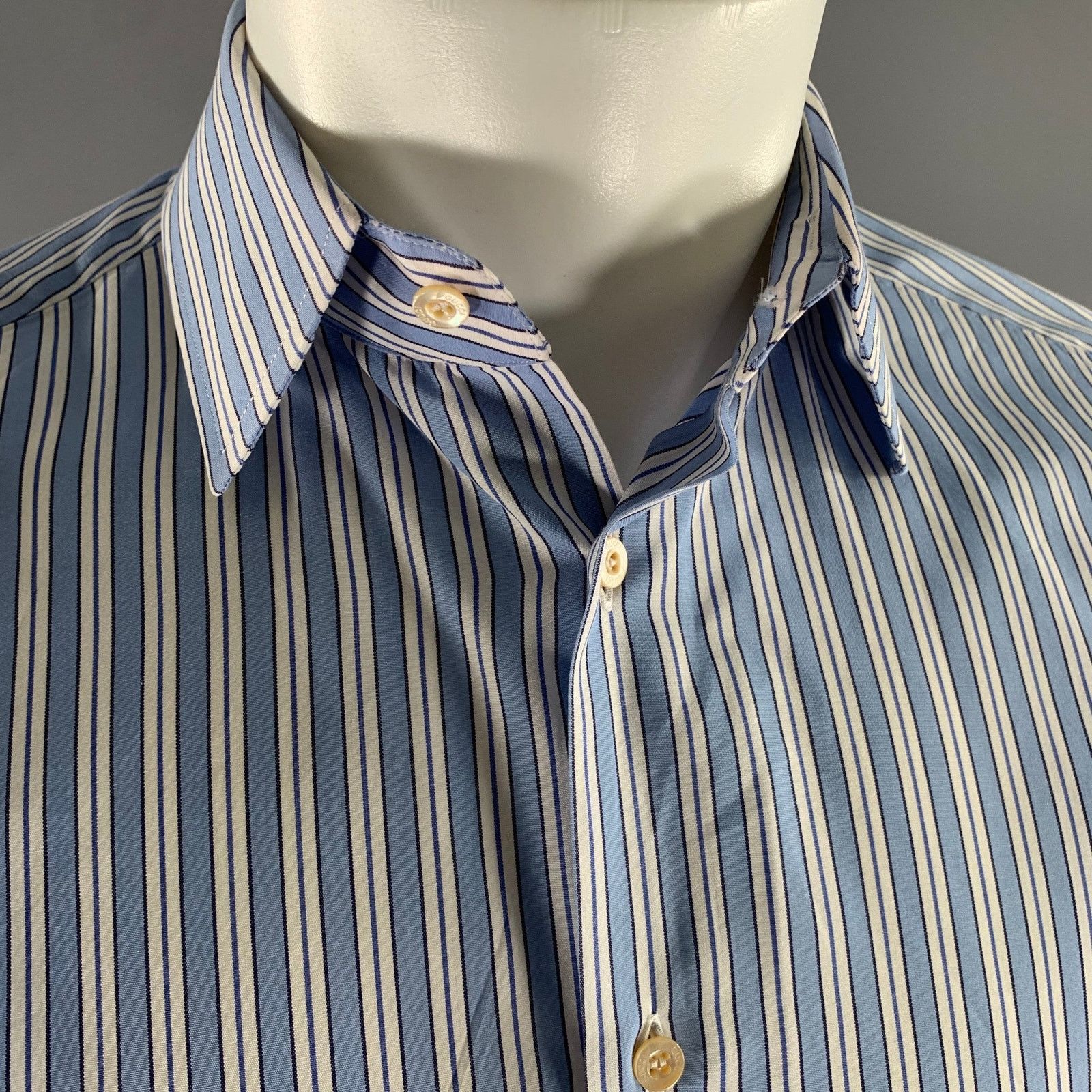 Gucci GUCCI Size S Blue White Stripe Cotton Long Sleeve Shirt Size 40R - 2 Thumbnail