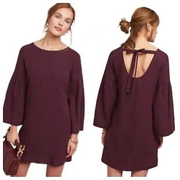 Anthropologie Anthropologie Cloth Stone M Burgundy TIFFANY Bell Sleeves Sh Size M / US 6-8 / IT 42-44 - 8 Thumbnail