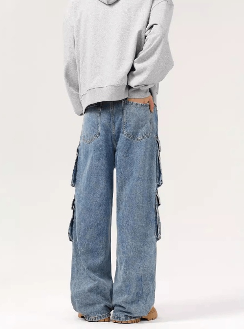 Japanese Brand × Jean American retro washed multi-pocket cargo jeans Size US 34 / EU 50 - 4 Thumbnail