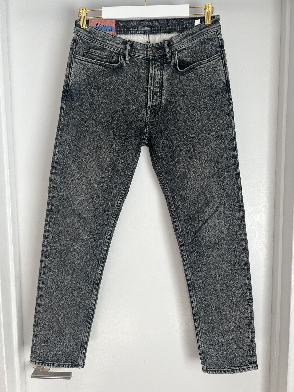 image of Acne Studios Slim Fit Jeans River Dark Stone Grey, Men's (Size 29)