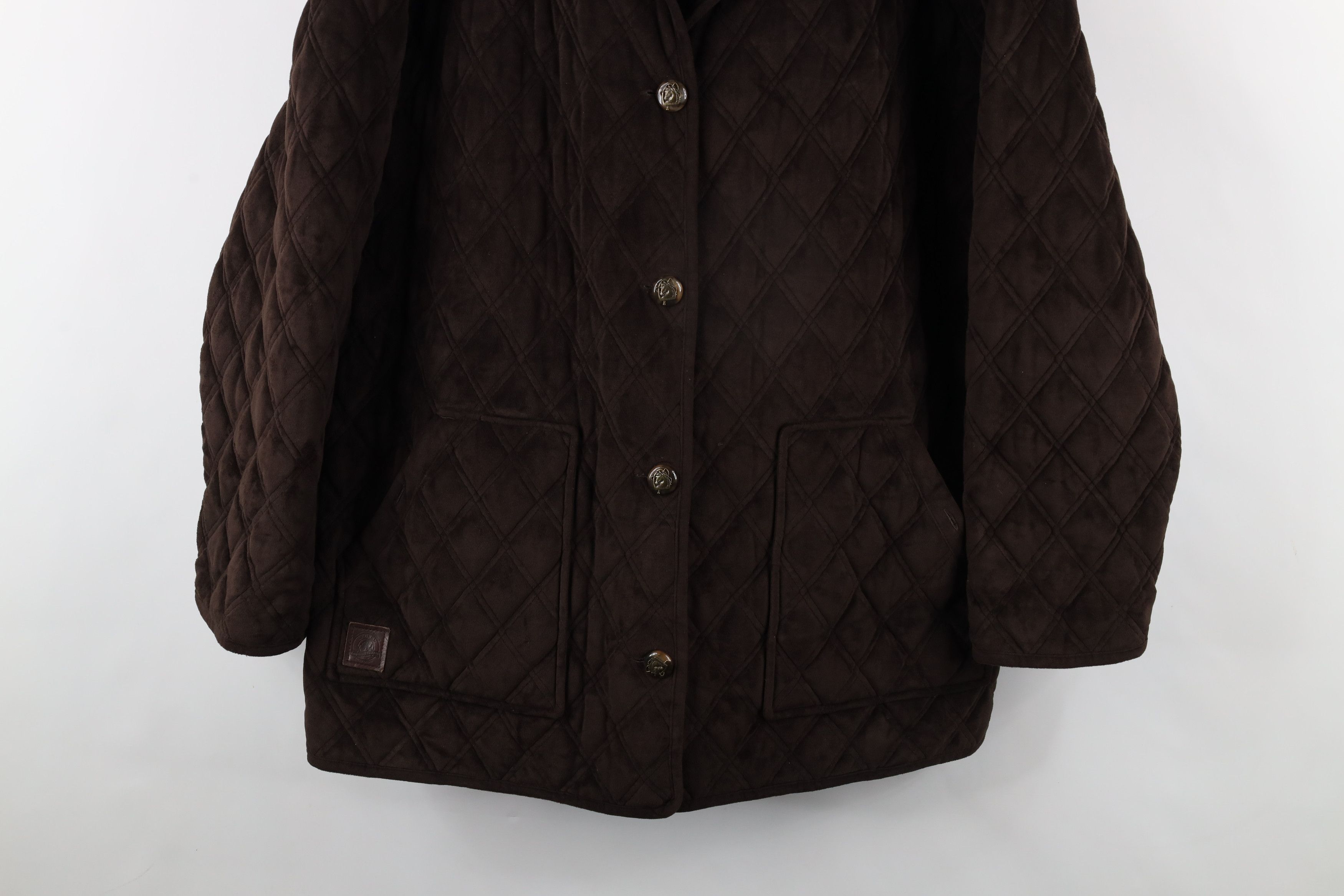 Ralph Lauren × Vintage Vintage 90s Ralph Lauren Quilted Button Jacket Brown Size XL / US 12-14 / IT 48-50 - 3 Thumbnail
