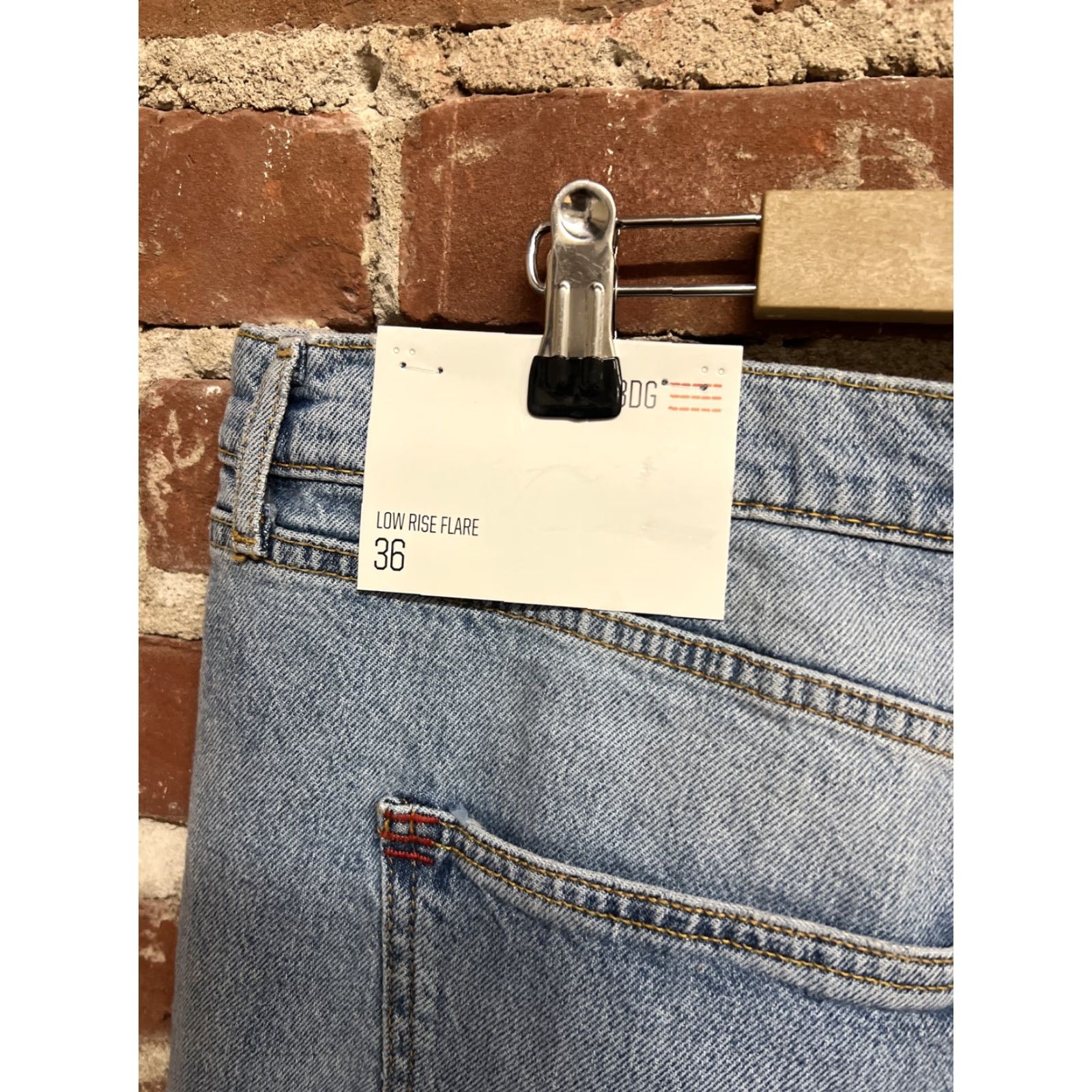 Bdg BDG Jeans Womens 36 Flare Ultra Low Rise Stone Wash Blue Stretch NWT Size 25" / US 0 / IT 36 - 4 Thumbnail