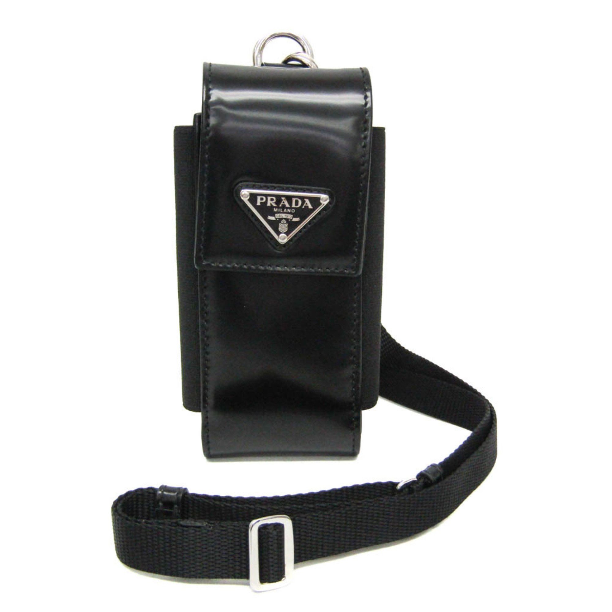 Prada Prada Triangle Logo Phone Pouch Men,Women Leather Pouch Black Size ONE SIZE - 1 Thumbnail